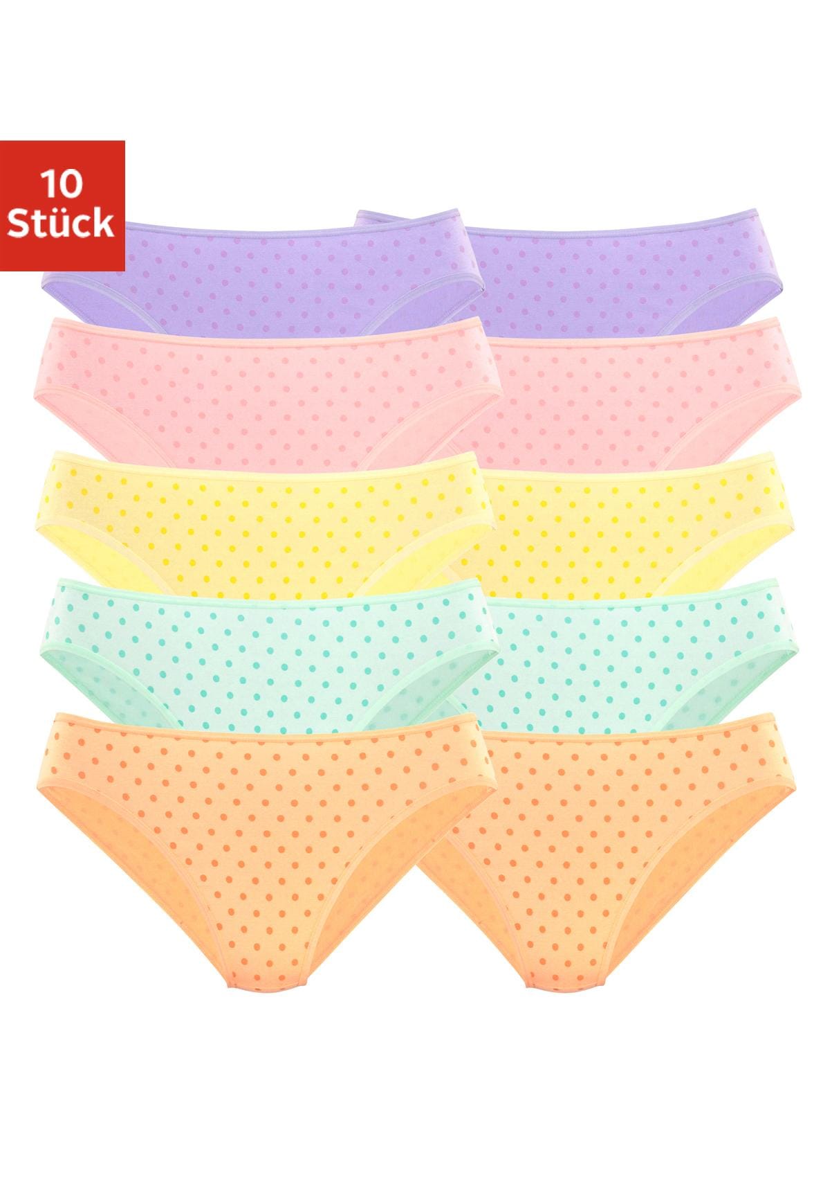 petite fleur Bikinislip, (Packung, 10 St.), aus elastischer Baumwolle