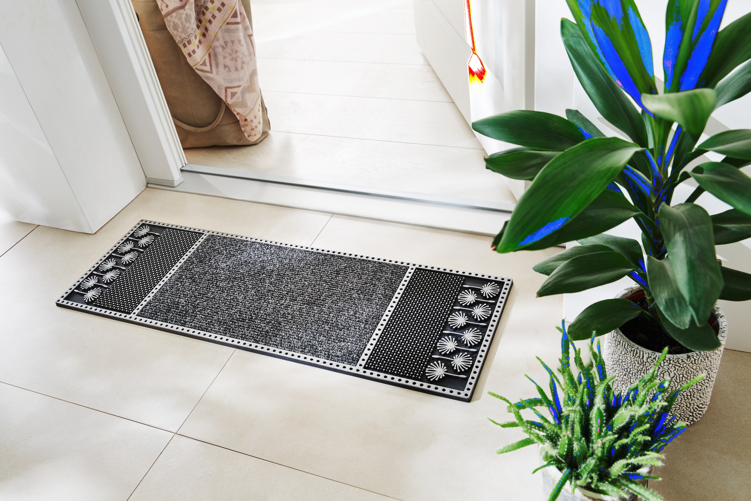 Home2Fashion Fussmatte »CC Clean Dandeli«, rechteckig, 8 mm Höhe, schmale Schmutzfangmatte, strapazierfähig, In- und Outdoor geeignet