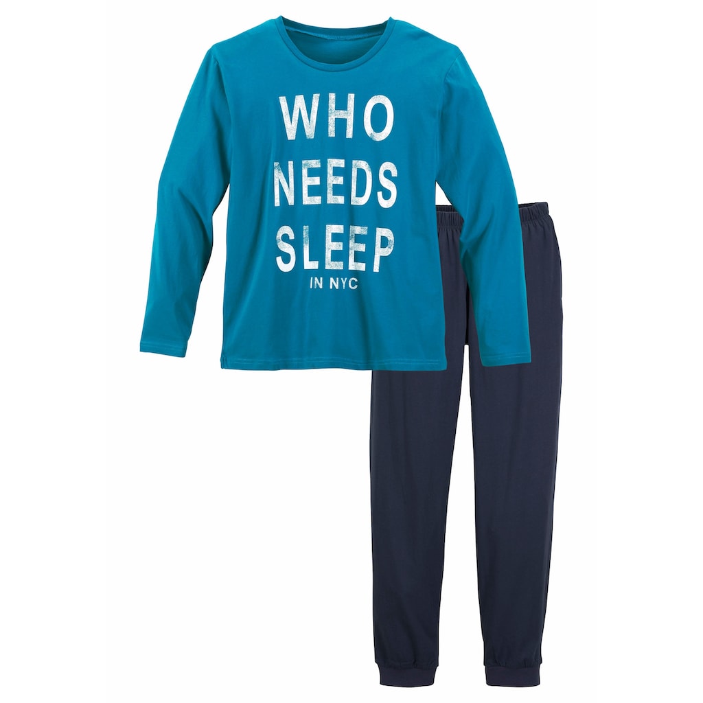 AUTHENTIC LE JOGGER Pyjama, (2 tlg., 1 Stück), "Who needs sleep"