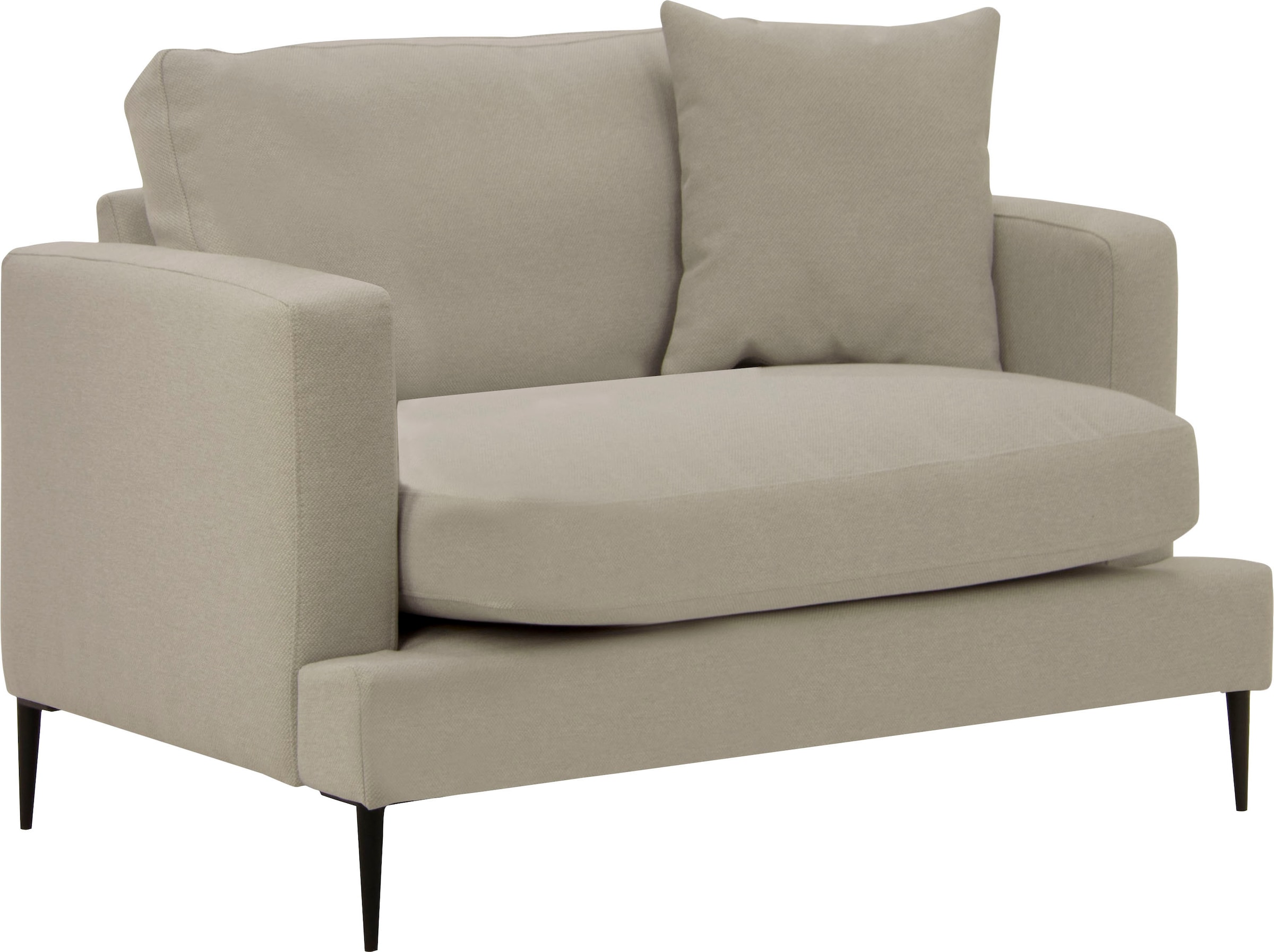 Leonique Sessel »Cozy Loungesessel, Designersessel, Masse B/T/H: 91/97/80 cm«, mit Metallbeinen und Zierkissen