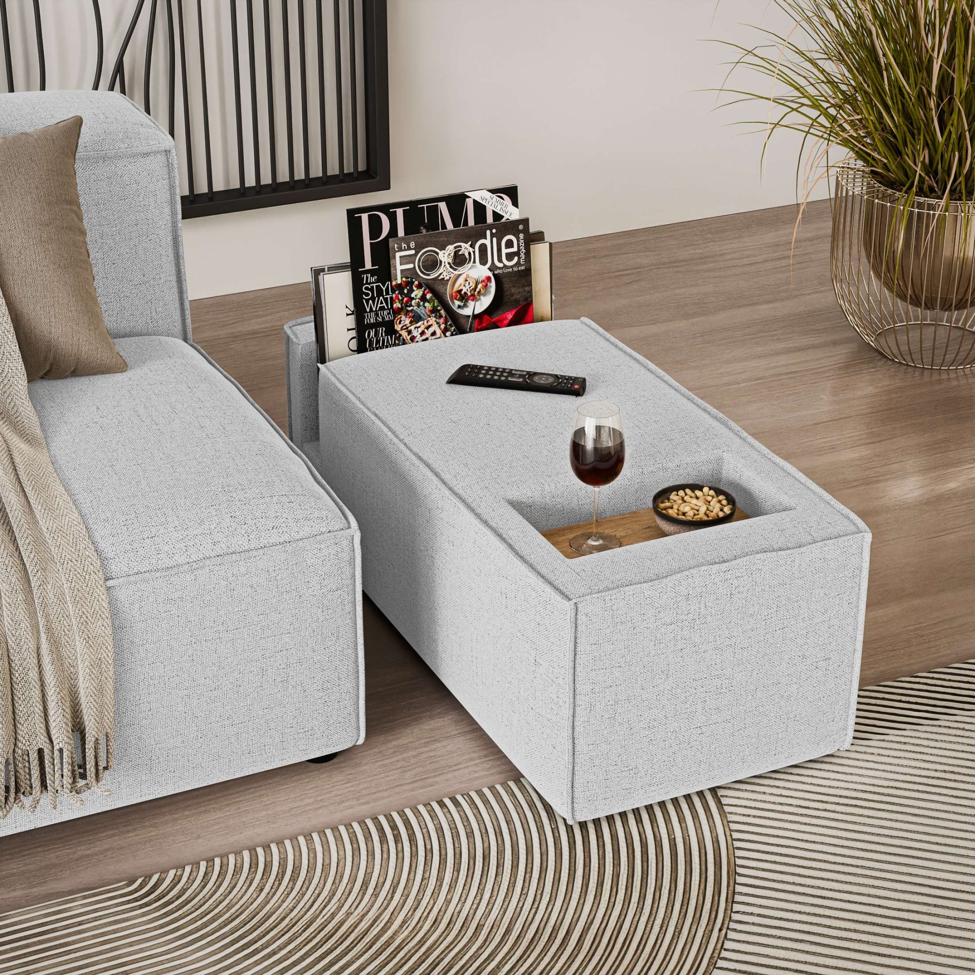 INOSIGN Sofaelement »HAILY Tisch für das Modulsofa, Masse B/T/H: 45/100/37 cm«, als Modul oder separat verwendbar, mit Steckfach und Ablagefläche