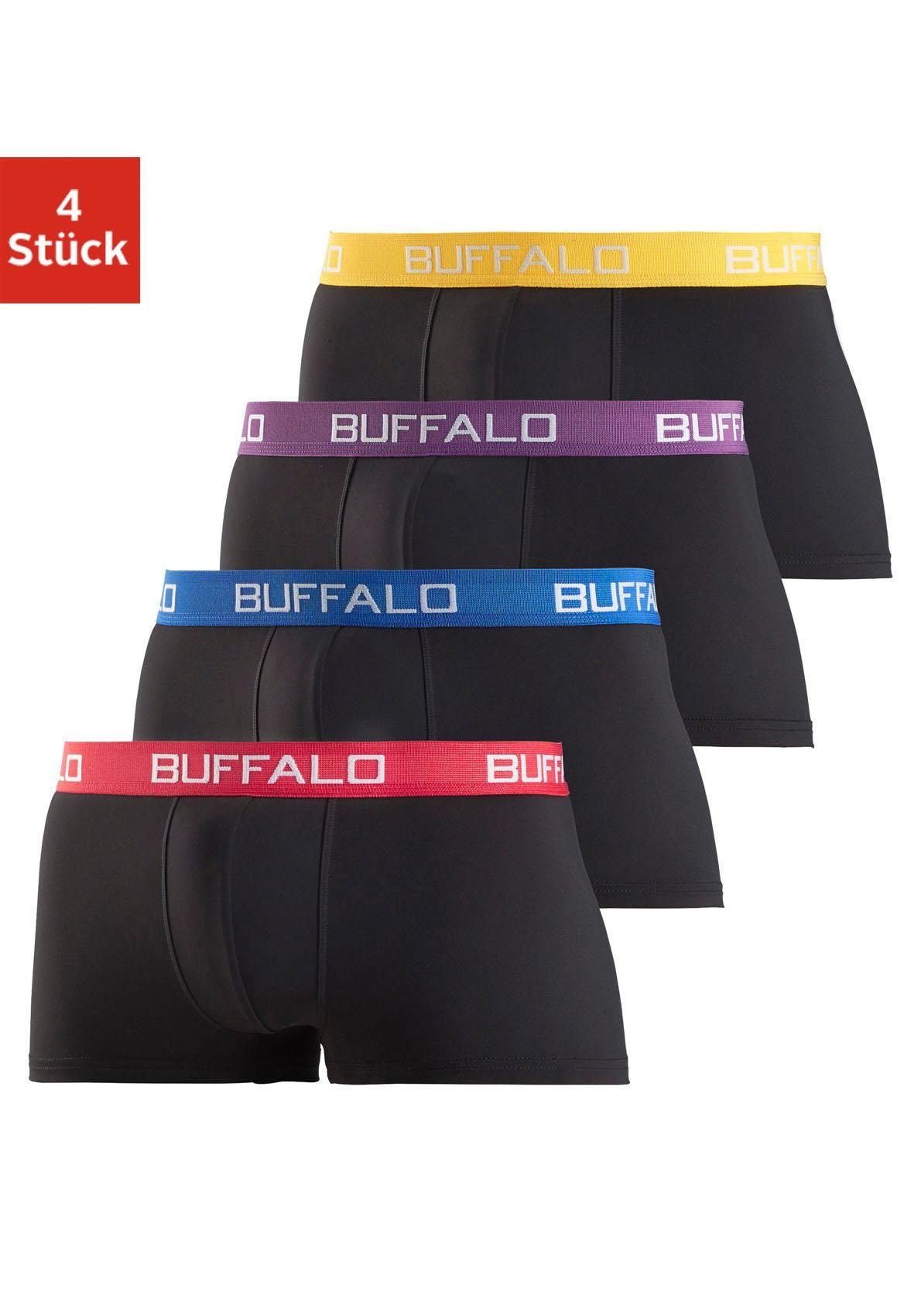 Buffalo Hipster, (Packung, 4 St.), Boxershorts mit Kontrastbund aus Baumwollmischung