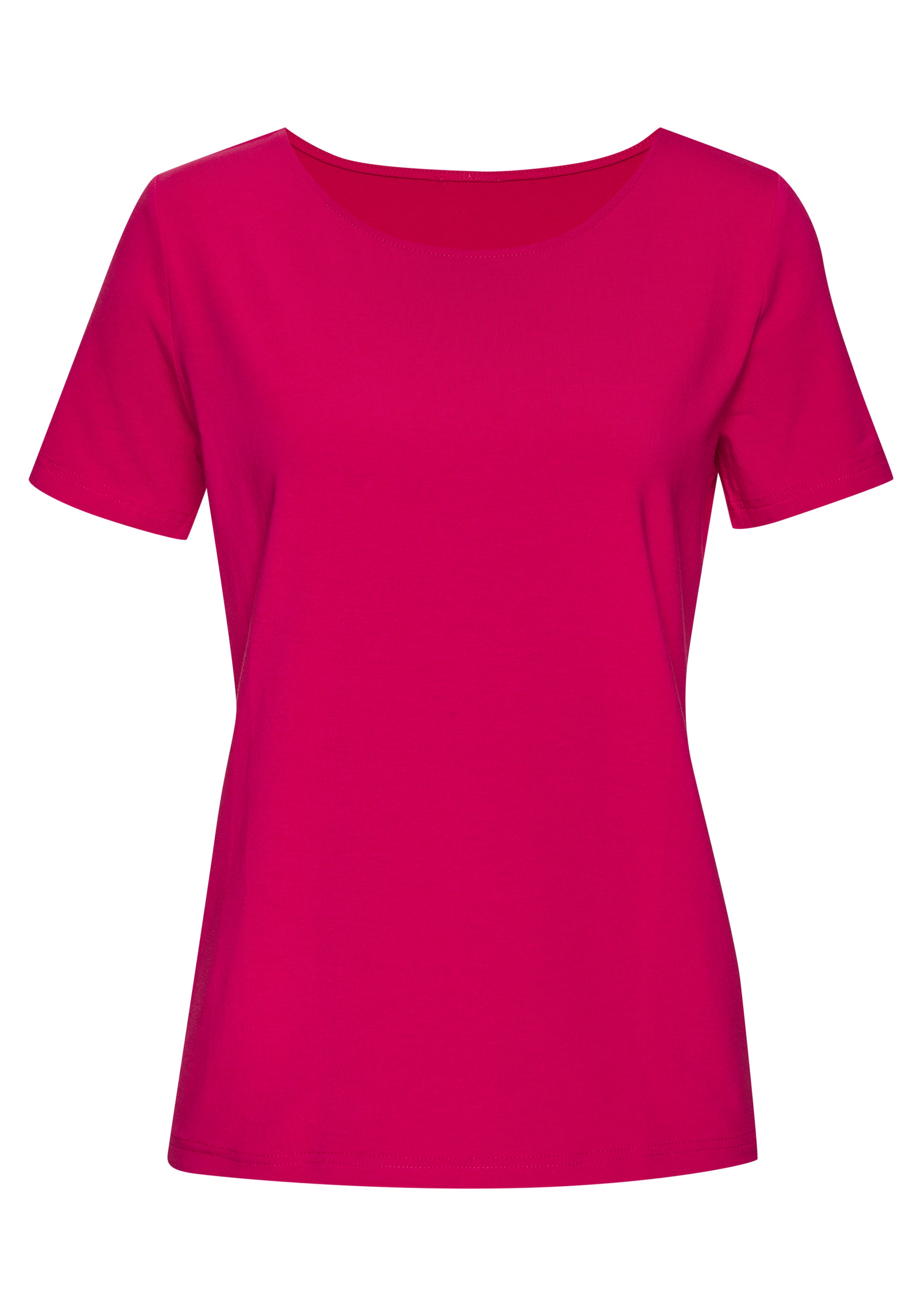 LASCANA T-Shirt »mit Rundhals-Ausschnitt«, (2er-Pack), aus elastischer Baumwoll-Modal-Qualität