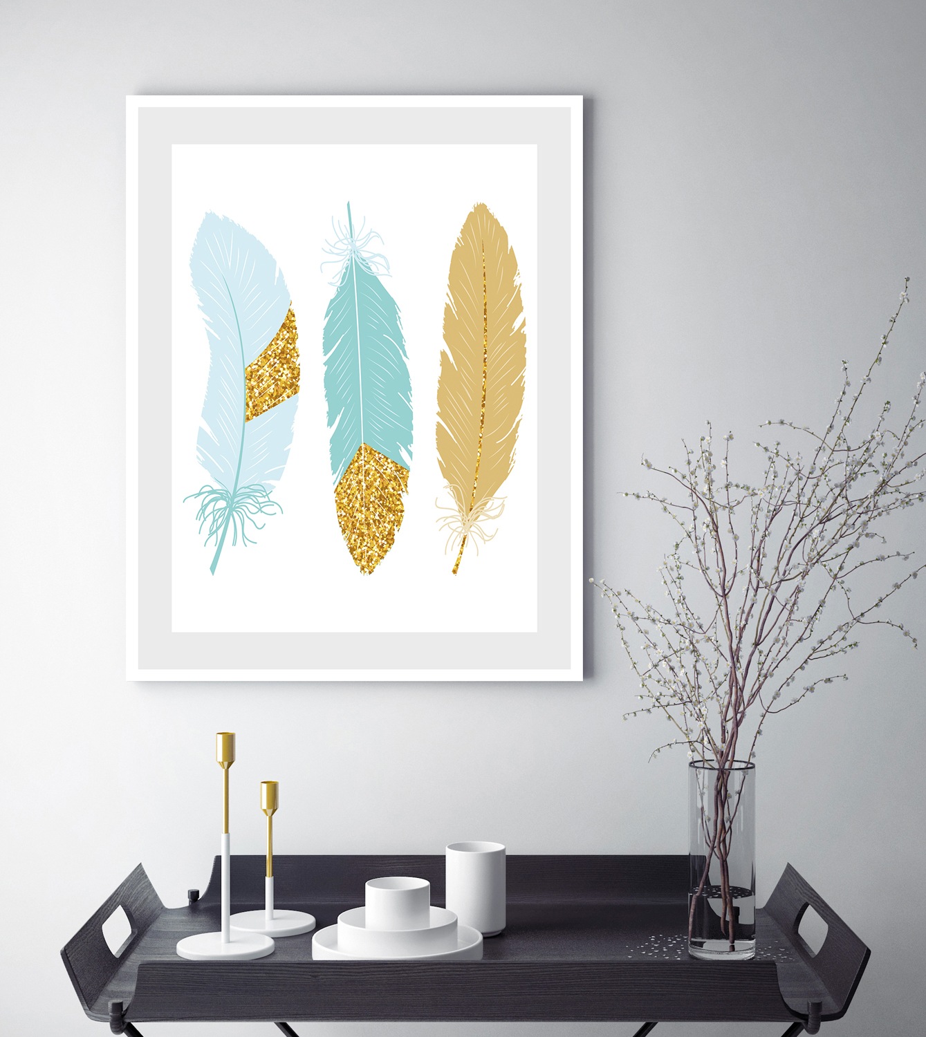 queence Bild "Nele" Federn  Kunst