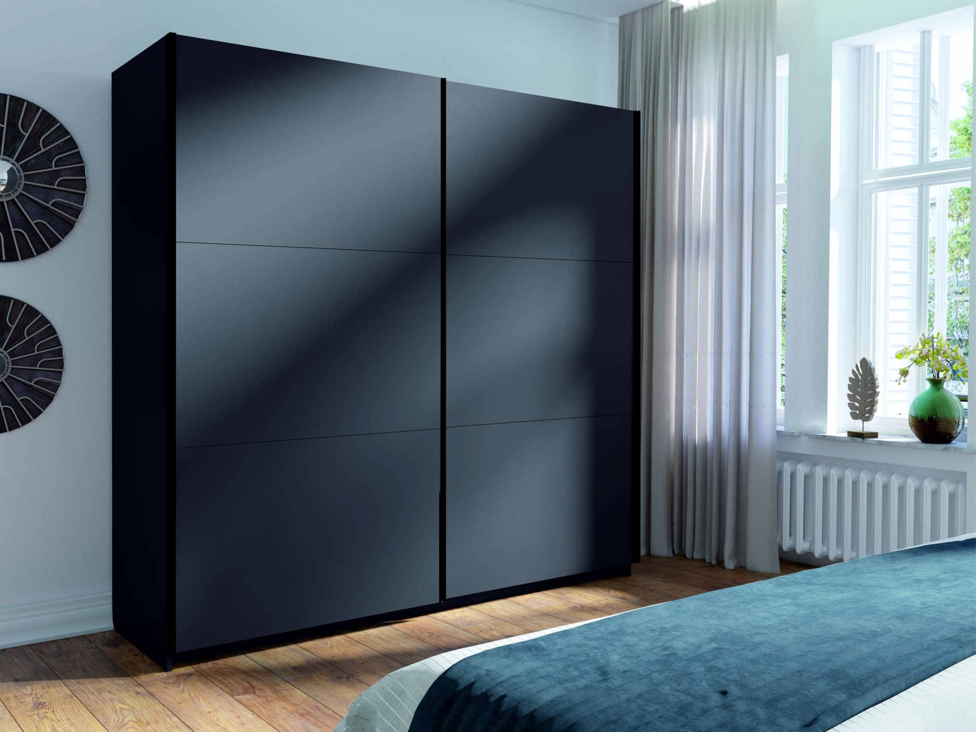 Home affaire Kleiderschrank »Fresno Wäscheschrank mit 5 Einlegeböden und Kleiderstange« Garderobe mit 2 Schwebetüren, B/H/T 200/207/62 cm