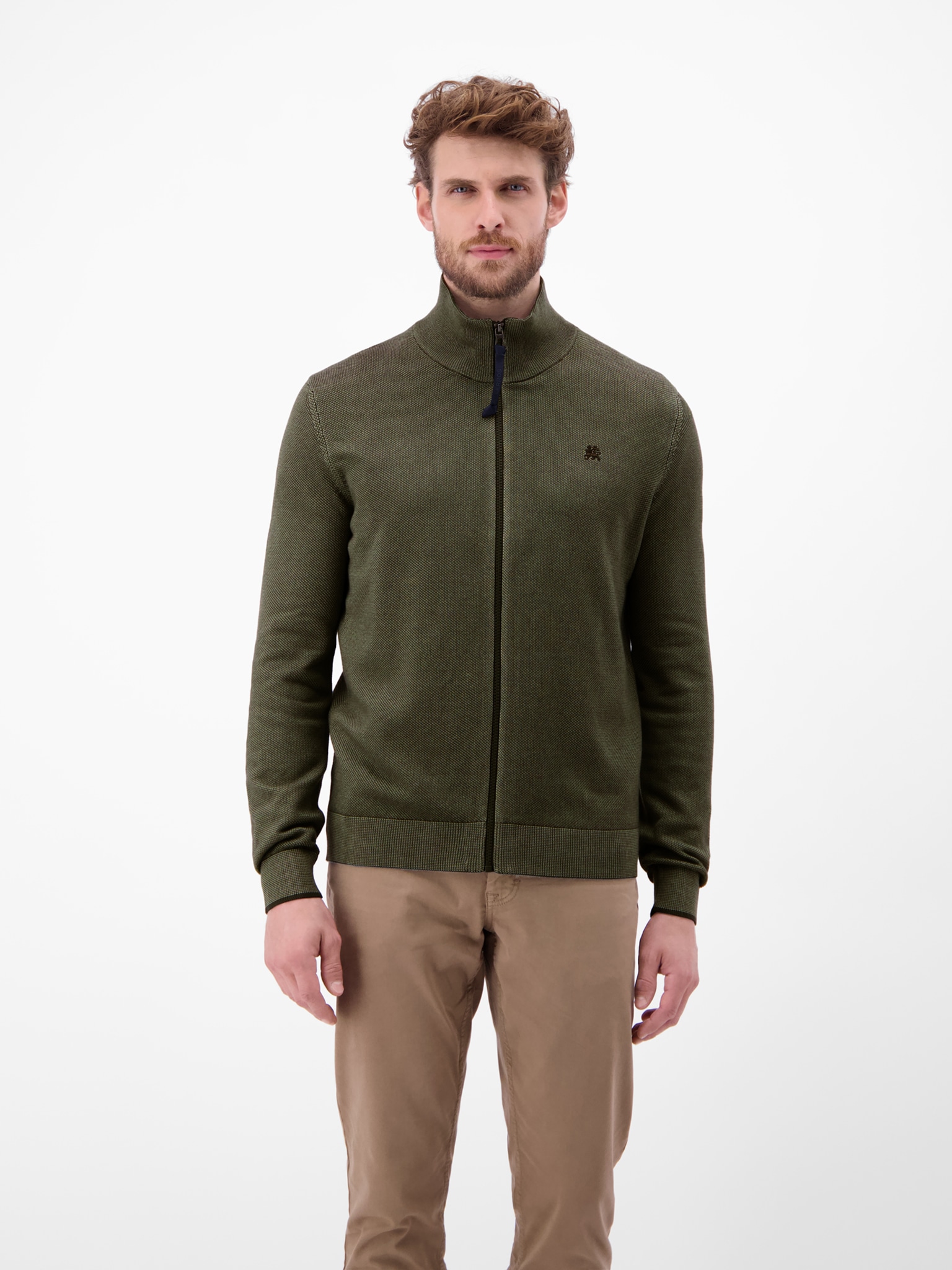 LERROS Strickfleecejacke ohne Kapuze mit Reissverchluss