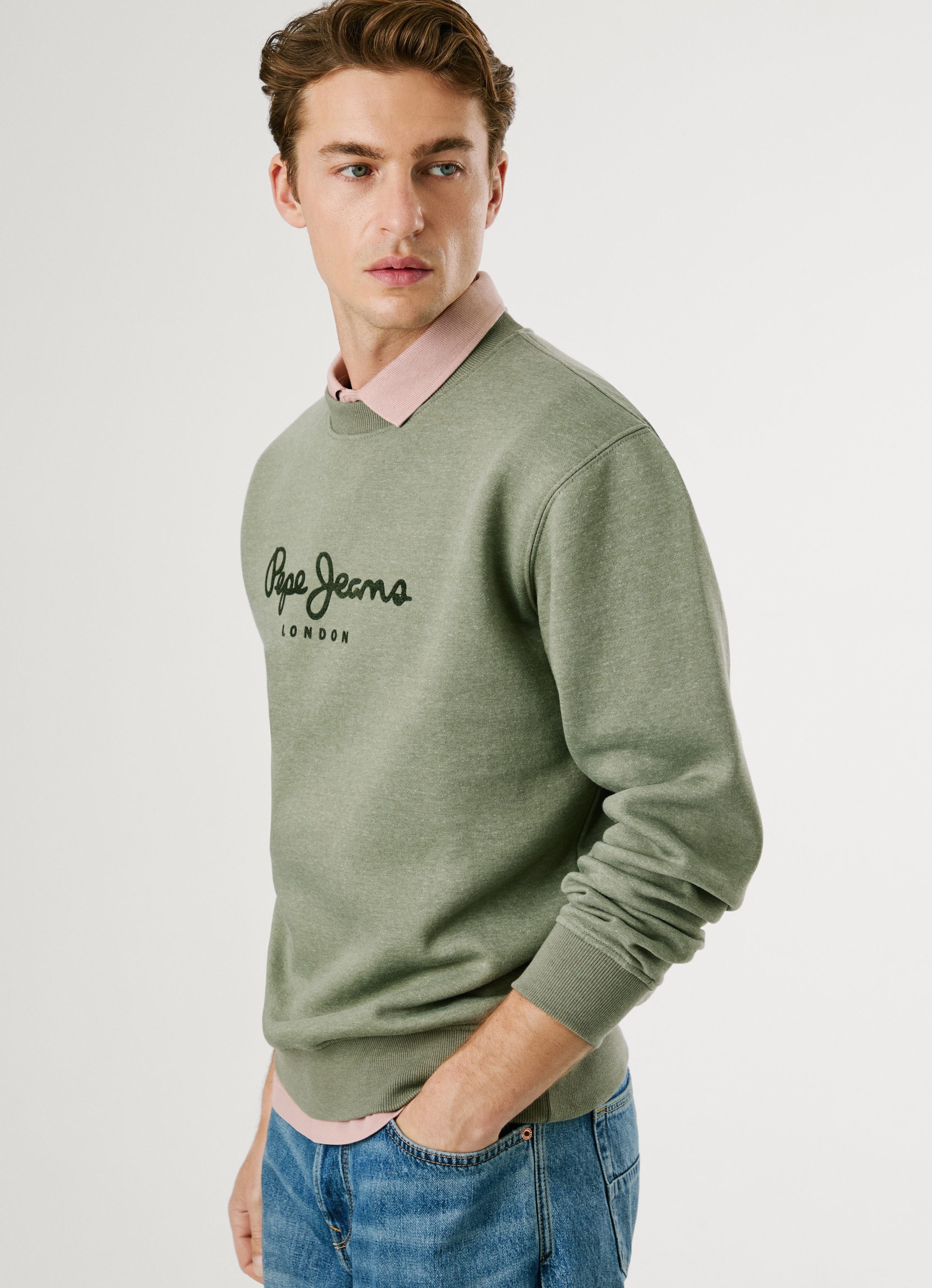 Pepe Jeans Sweatshirt »MACBETH MELANGE CREW«, Rundhalsausschnitt, Logo