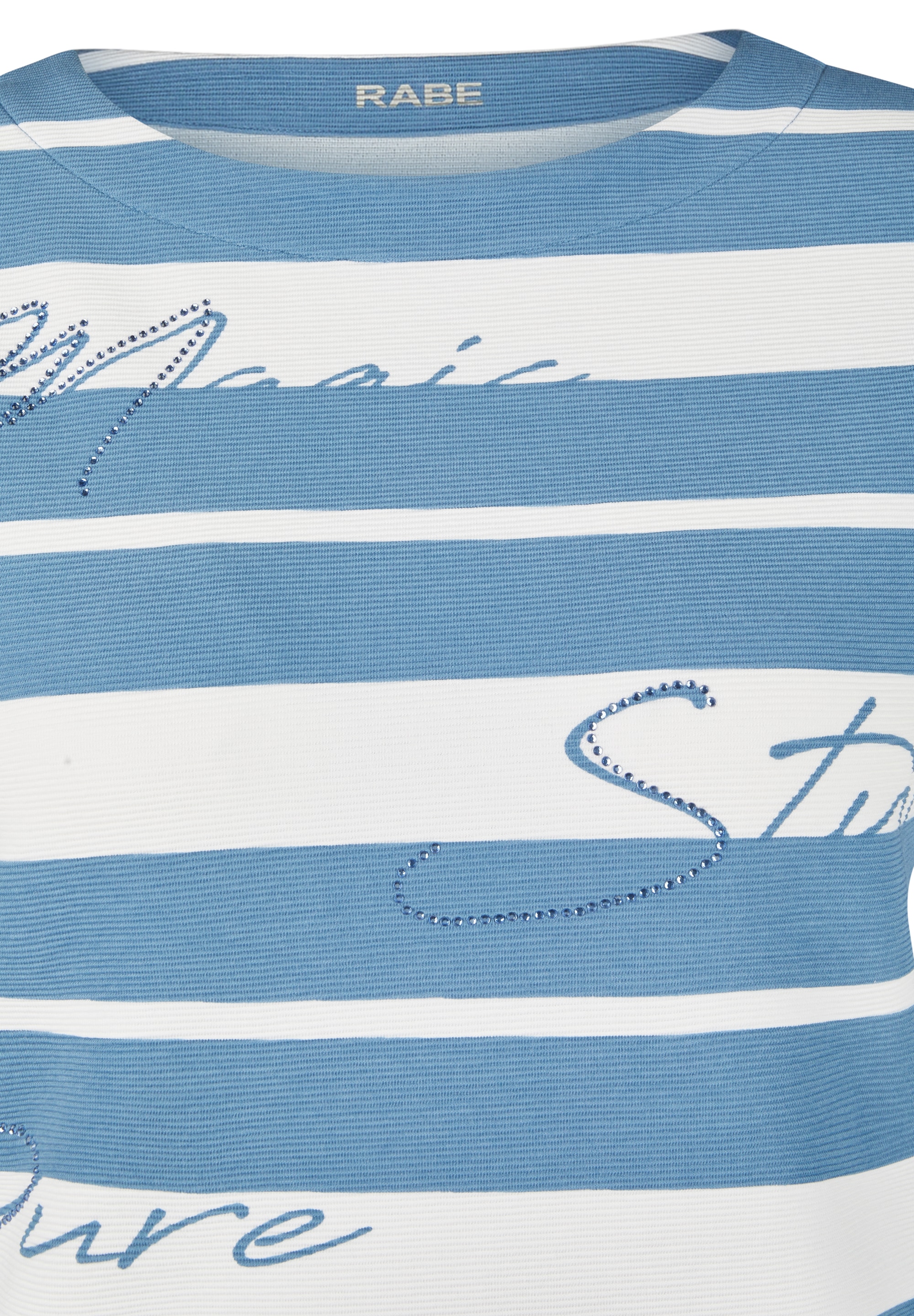 Rabe 3/4-Arm-Shirt, Sommershirt mit Streifen und Glitzersteinen, Druck