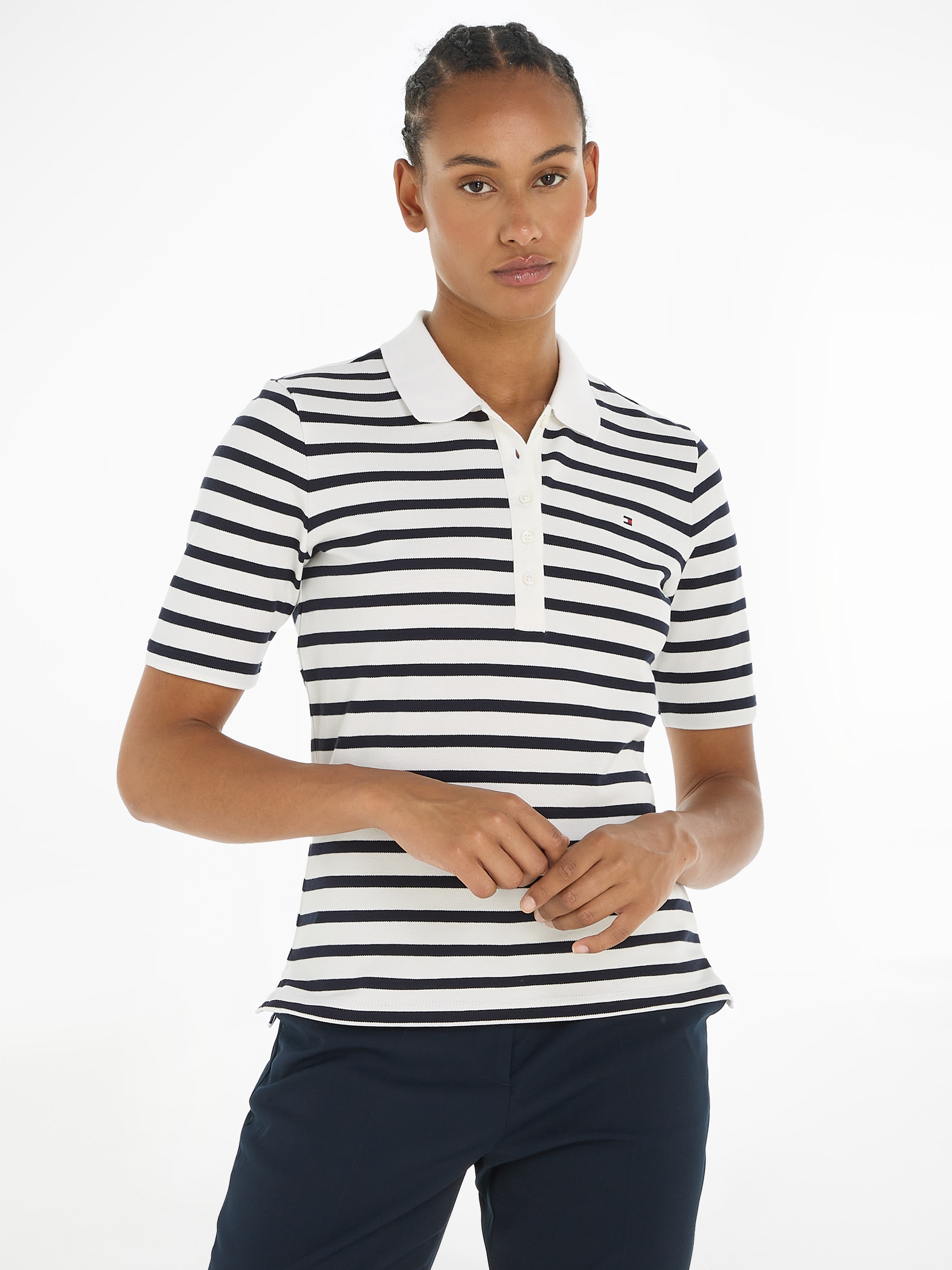 Tommy Hilfiger Poloshirt »1985 REG PIQUE STRIPE POLO SS«, mit dezenter Tommy Hilfiger Logostickerei