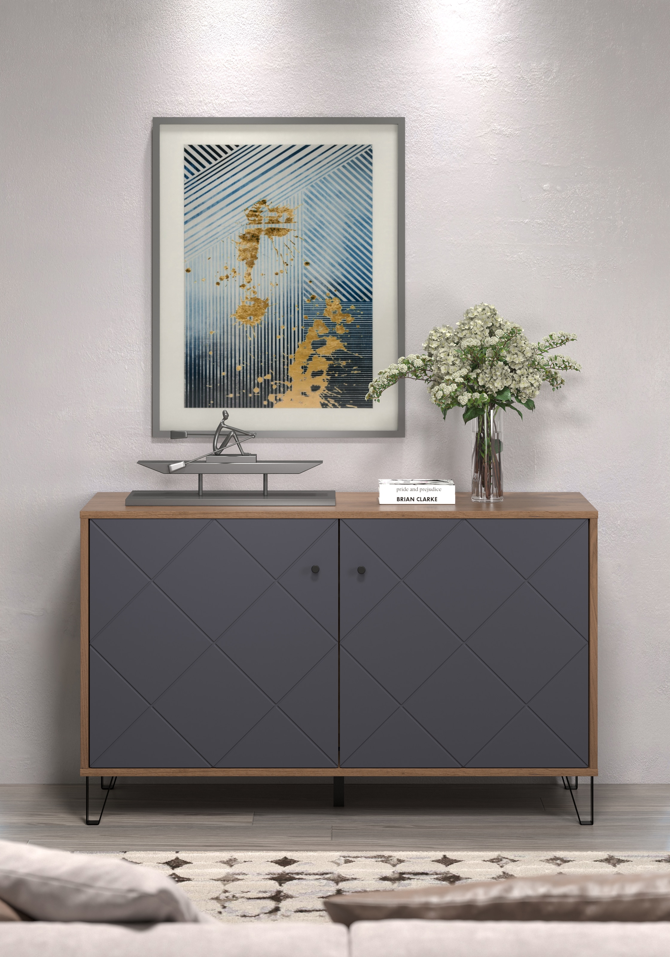 Places of Style Sideboard »Molveno«, (1 St.), aussergewöhnliches Design mit strukturierten Fronten, Soft-Close