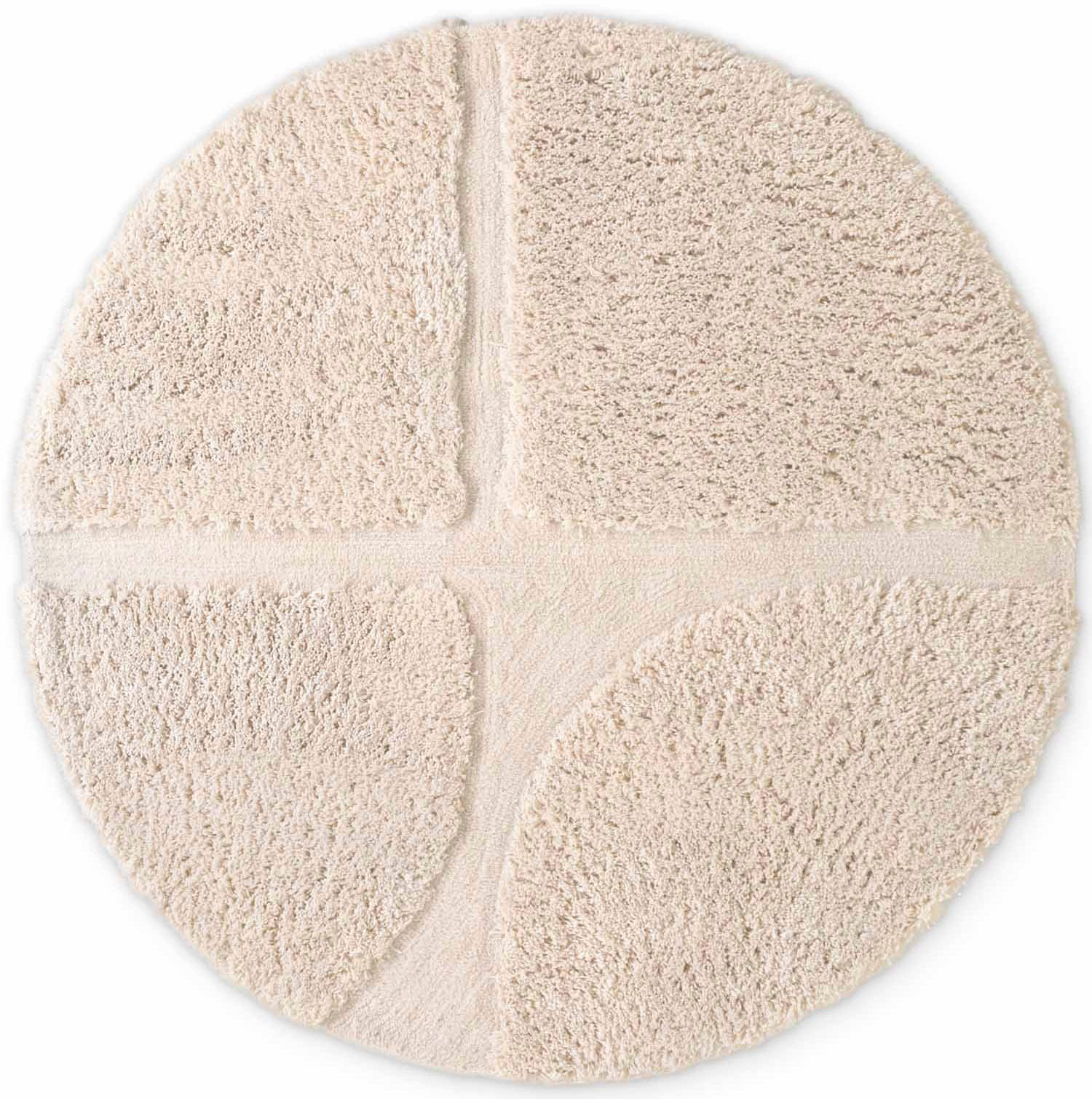 Ted Baker Lambeth High Pile Rug Jasper Geometric Living Room Rug in Cream | Size: 150cm diameter