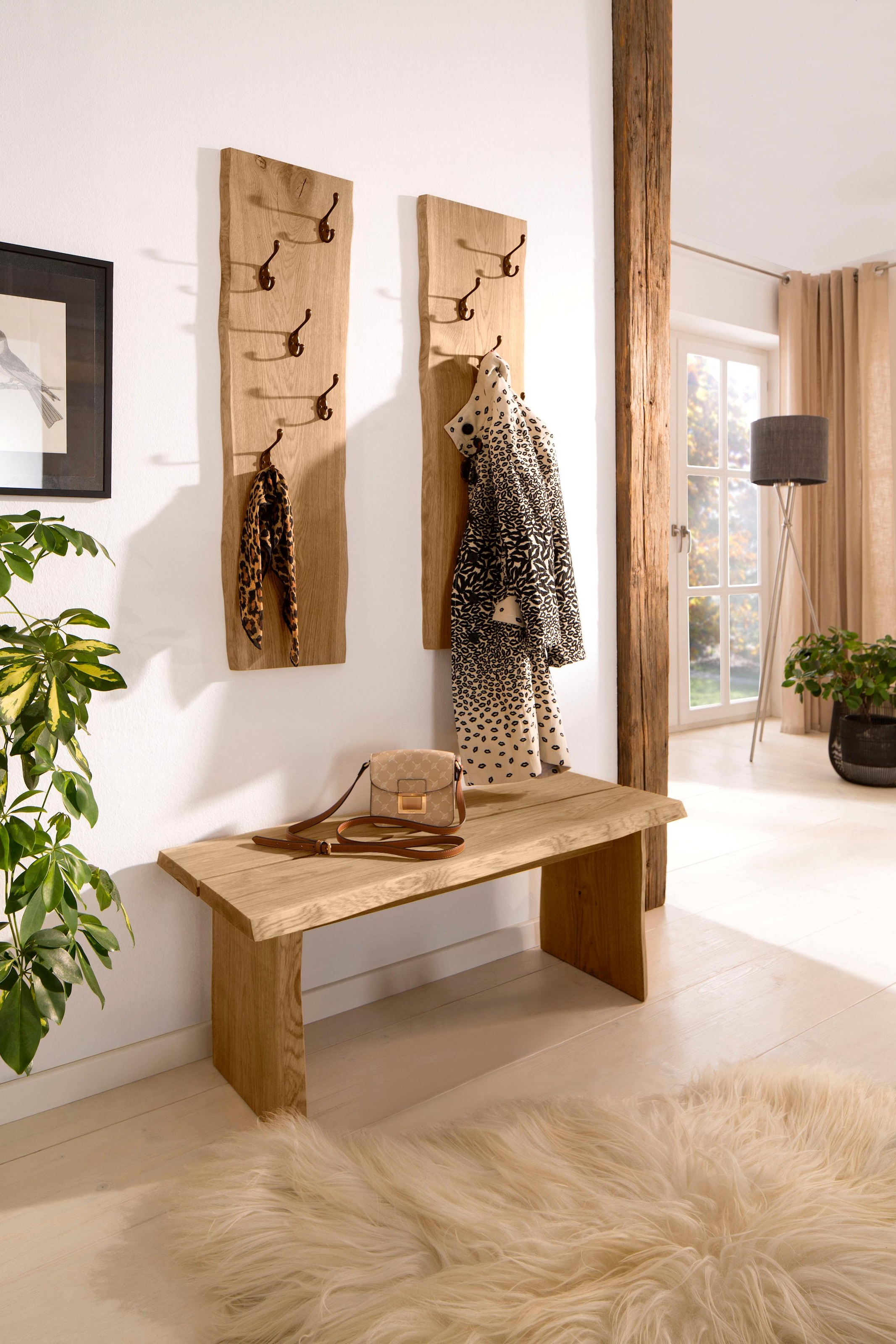 Home affaire Garderobenpaneel »Brodi«, aus massiver Eiche in Wellenform.