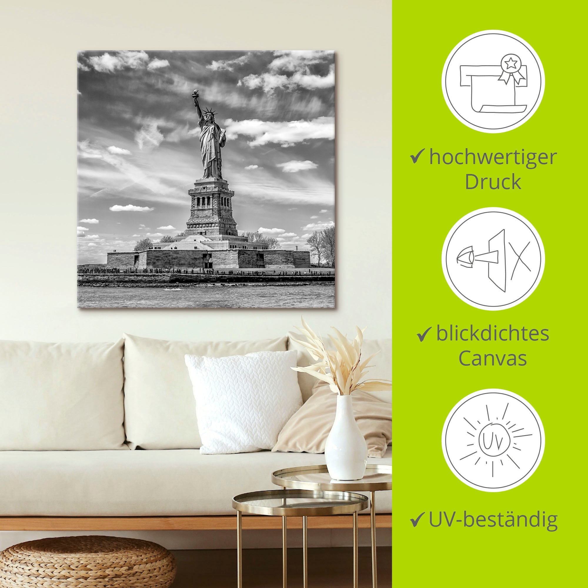 Artland Wandbild »New York City Freiheitsstatue«, Amerika, (1 St.), als Alubild, Outdoorbild, Leinwandbild, Poster in verschied. Grössen