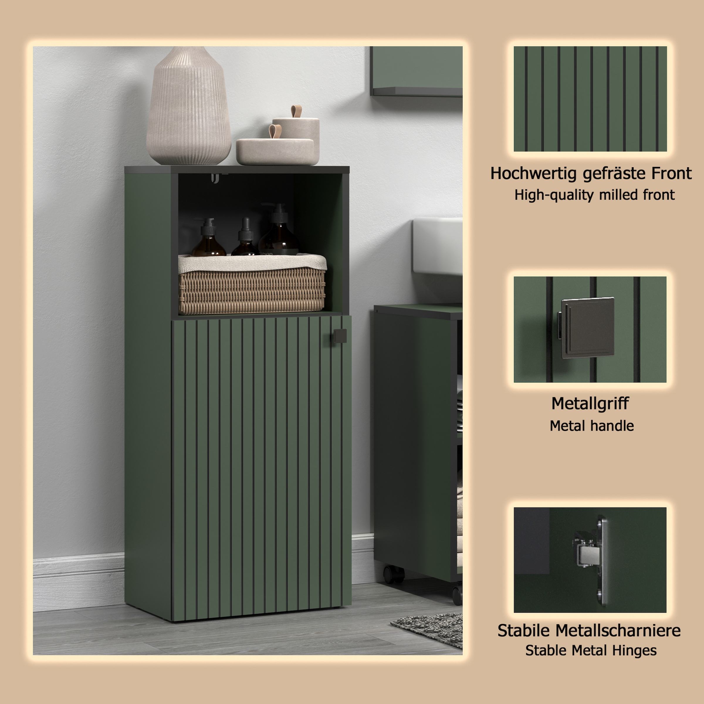 welltime Unterschrank »Amrum«, (1 St.), Standschrank mit 1 Tür & 1 Fach - (B/T/H) 40/31/95 cm