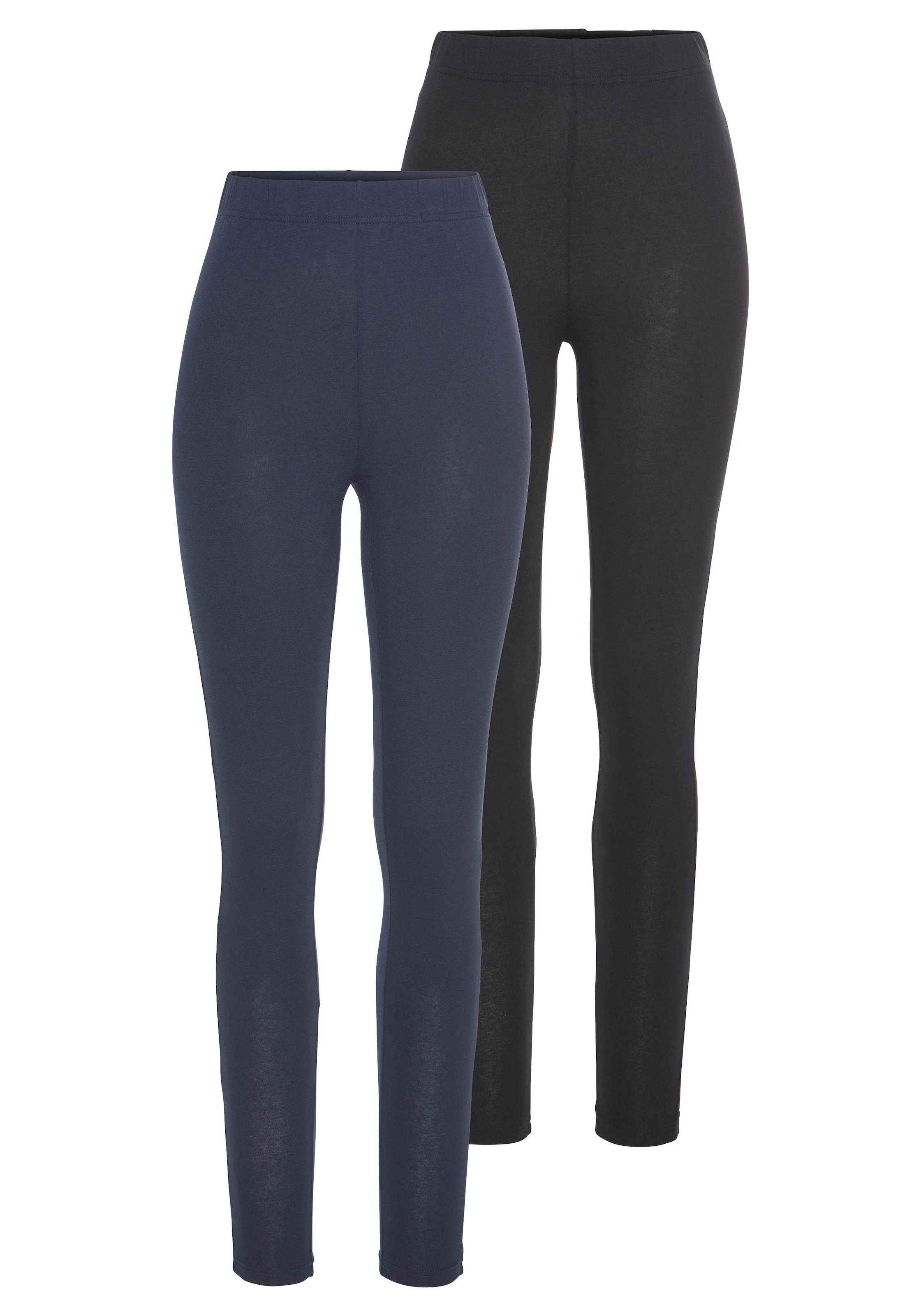 Boysen's, Unisex, Leggings mit Baumwolle NEUE FARBE, marine, schwarz, 42 (M), N-Gr, Leggings von Boysen's im 2er-Pack