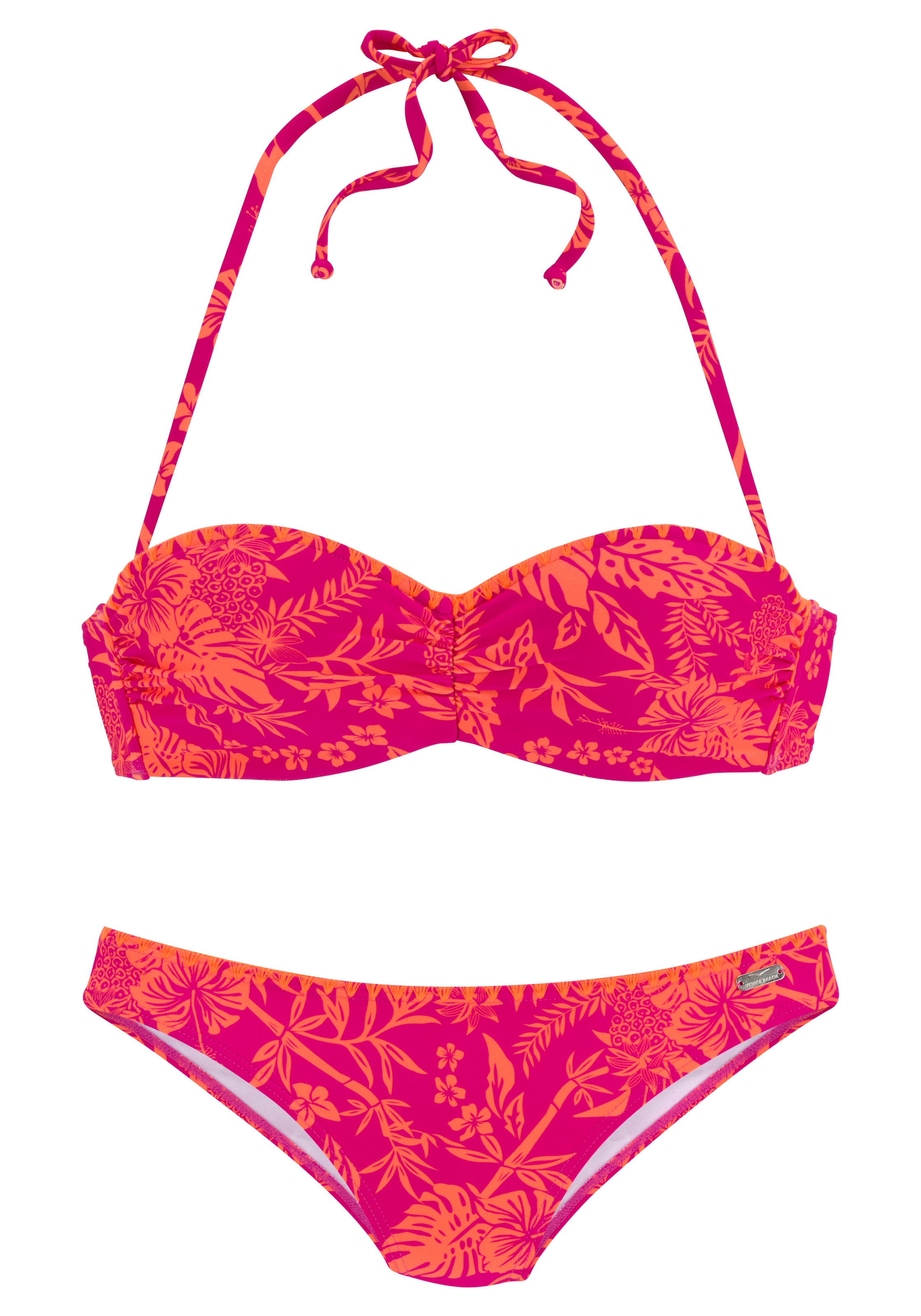 Venice Beach Bügel-Bandeau-Bikini »Kensi«, mit kontrasfarbener Häkelkante