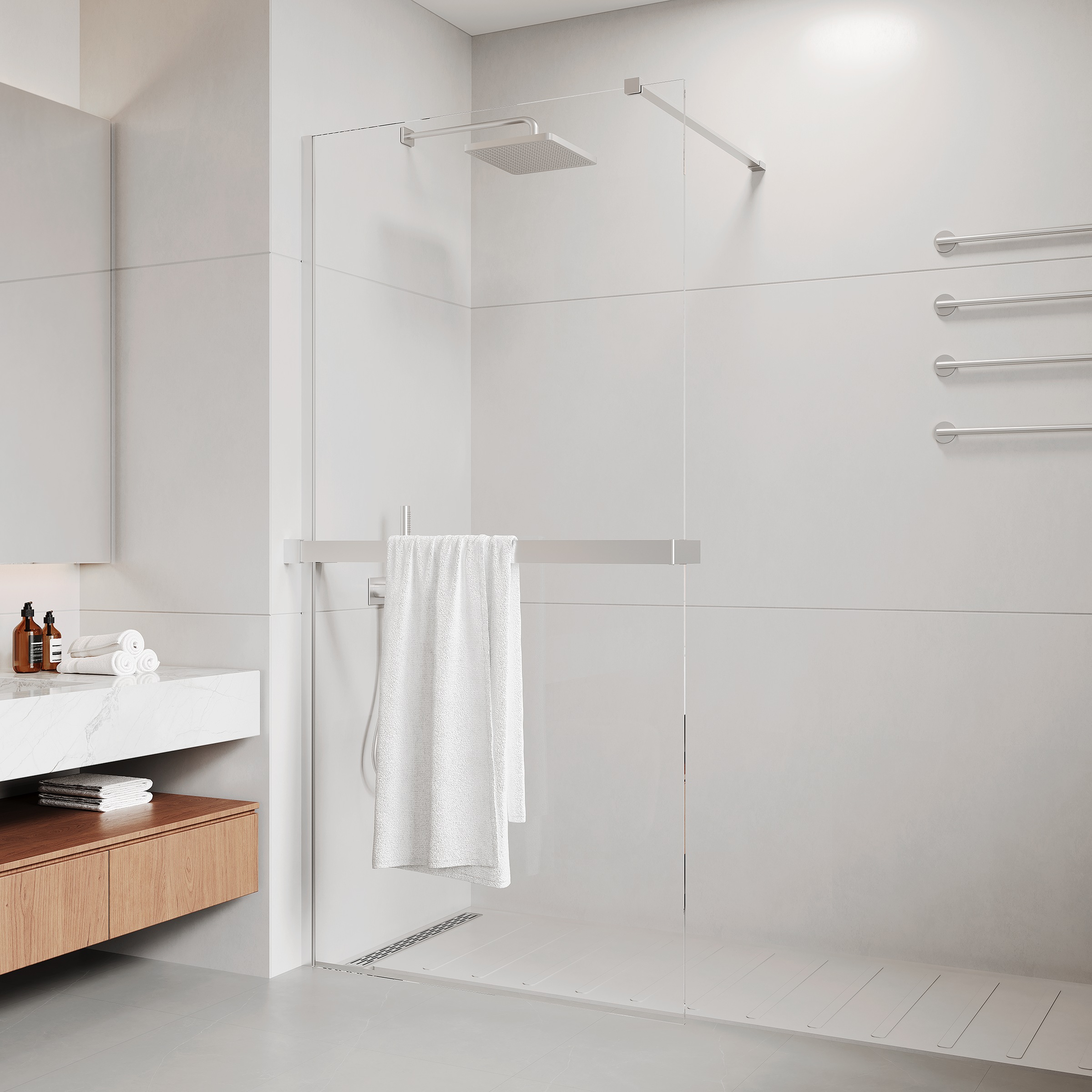 welltime Walk-in-Dusche "Walk-In Trento Deluxe" 1 Stk. tlg. 8mm ESG und Antikalkversiegelung