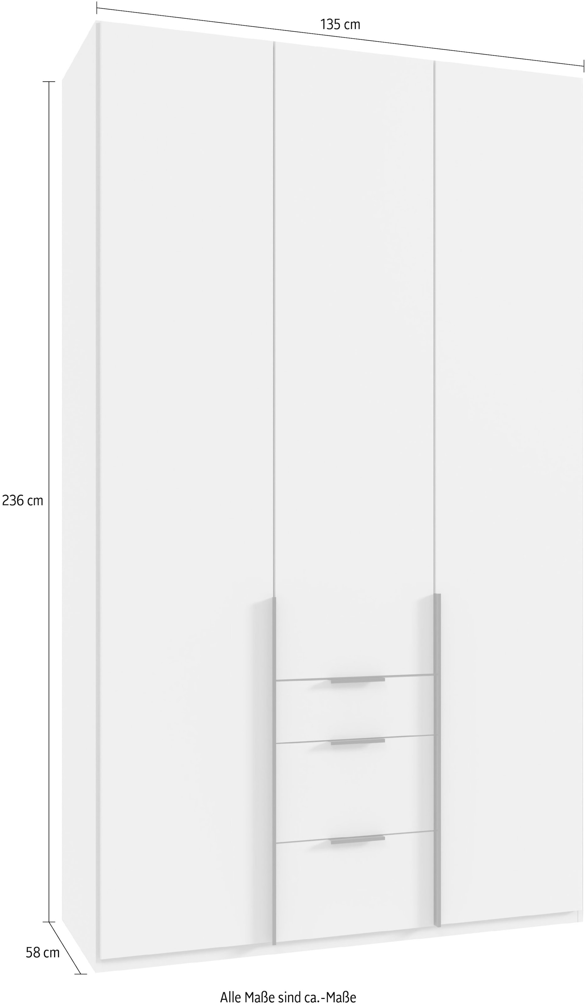 Wimex Kleiderschrank »Mugano, in vielen Breiten, 208 oder 236cm hoch, Made in Germany«, (mit langen oder kurzen Griffen aus Metall), wahlweise mit oder ohne Spiegel, mit Schubladen