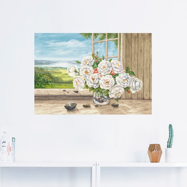 Artland Wandbild »Weisse Rosen am Fenster«, Blumen, (1 St.), als Alubild,  Leinwandbild, Wandaufkleber oder Poster in versch. Grössen online bestellen  | Jelmoli-Versand