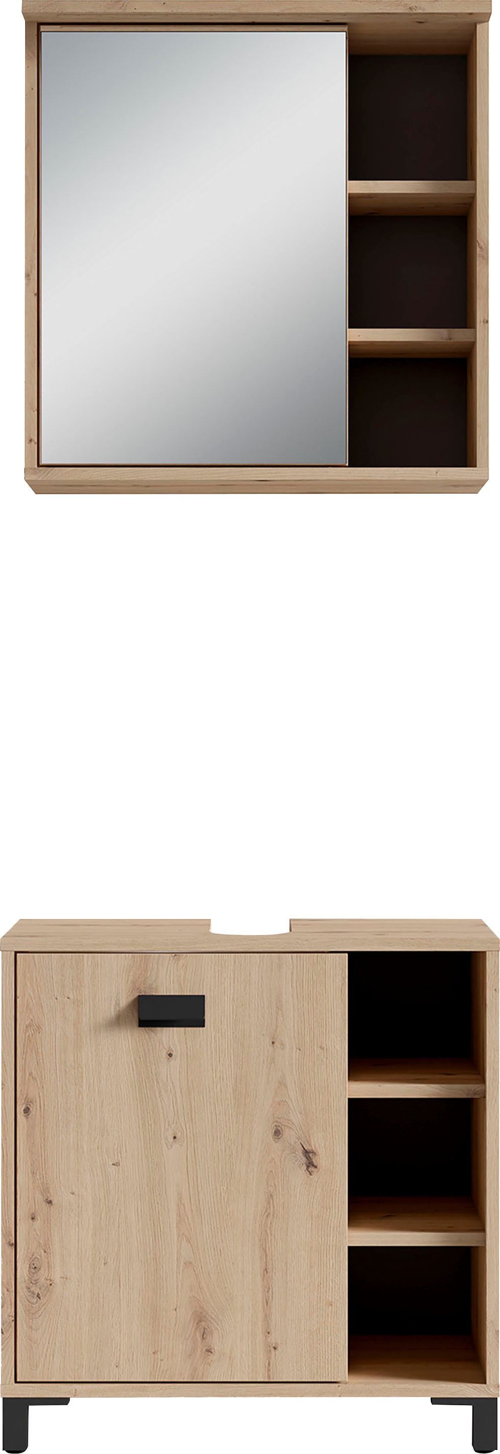 byLIVING Spiegelschrank »Wellness«, (1 St.), 60cm Badschrank mit LED-Leuchte, grossem Spiegel und viel Stauraum