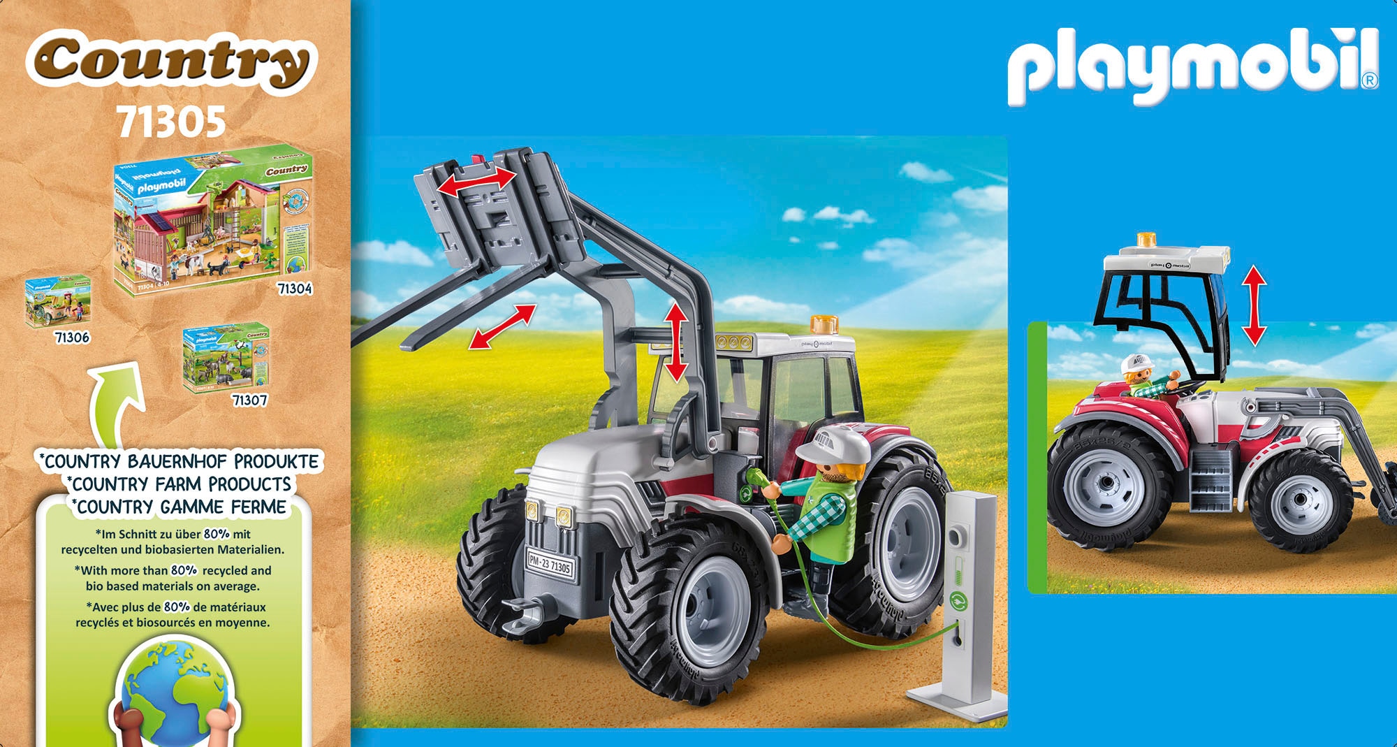 Playmobil® Konstruktions-Spielset »Grosser Traktor (71305), Country«, (31 St.), teilweise aus recyceltem Material; Made in Germany