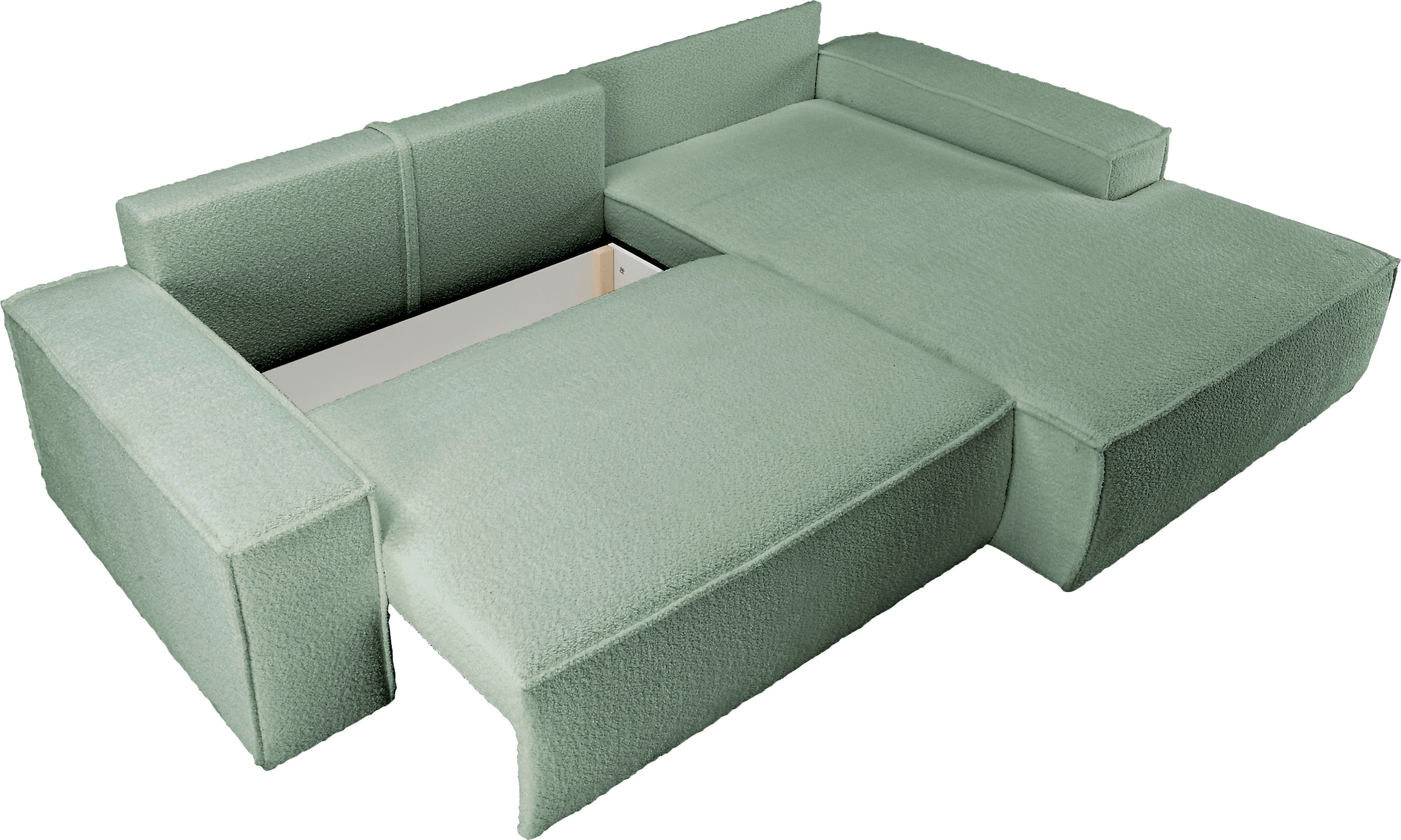andas Ecksofa »Finnley Schlafsofa 267 cm in Bouclé, Struktur fein u. Cord, L-Form,«, Schlaffunktion m. Bettkasten (136/210 cm), Bouclé, Struktur und Cord