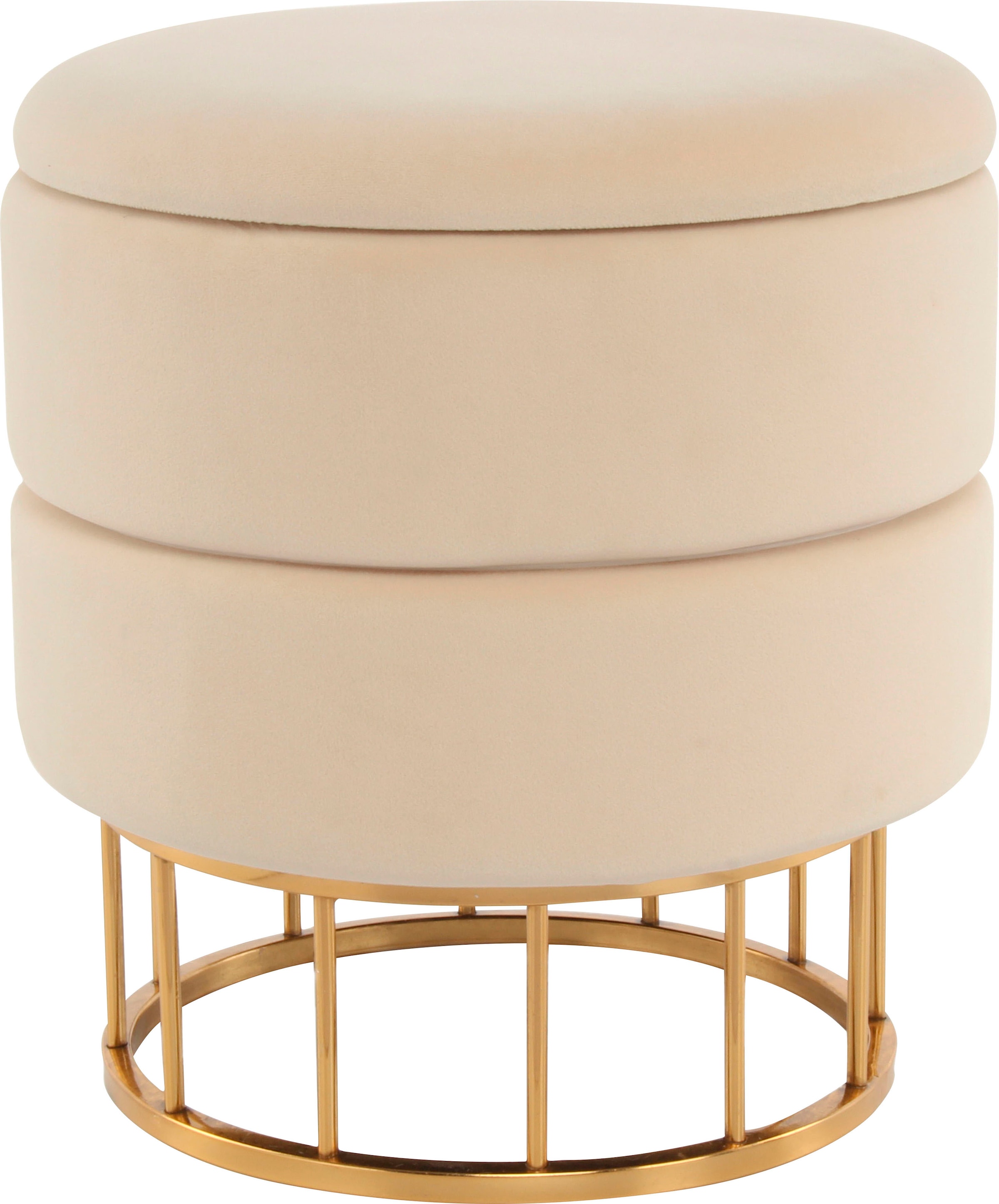 Kayoom Stauraumhocker »Hocker Zero 525, Sitzhocker mit Komfort,runde, moderne Form«, (1 St.), glamourös, elegant, mit Stauraum, Bezug aus samtweichem Stoff