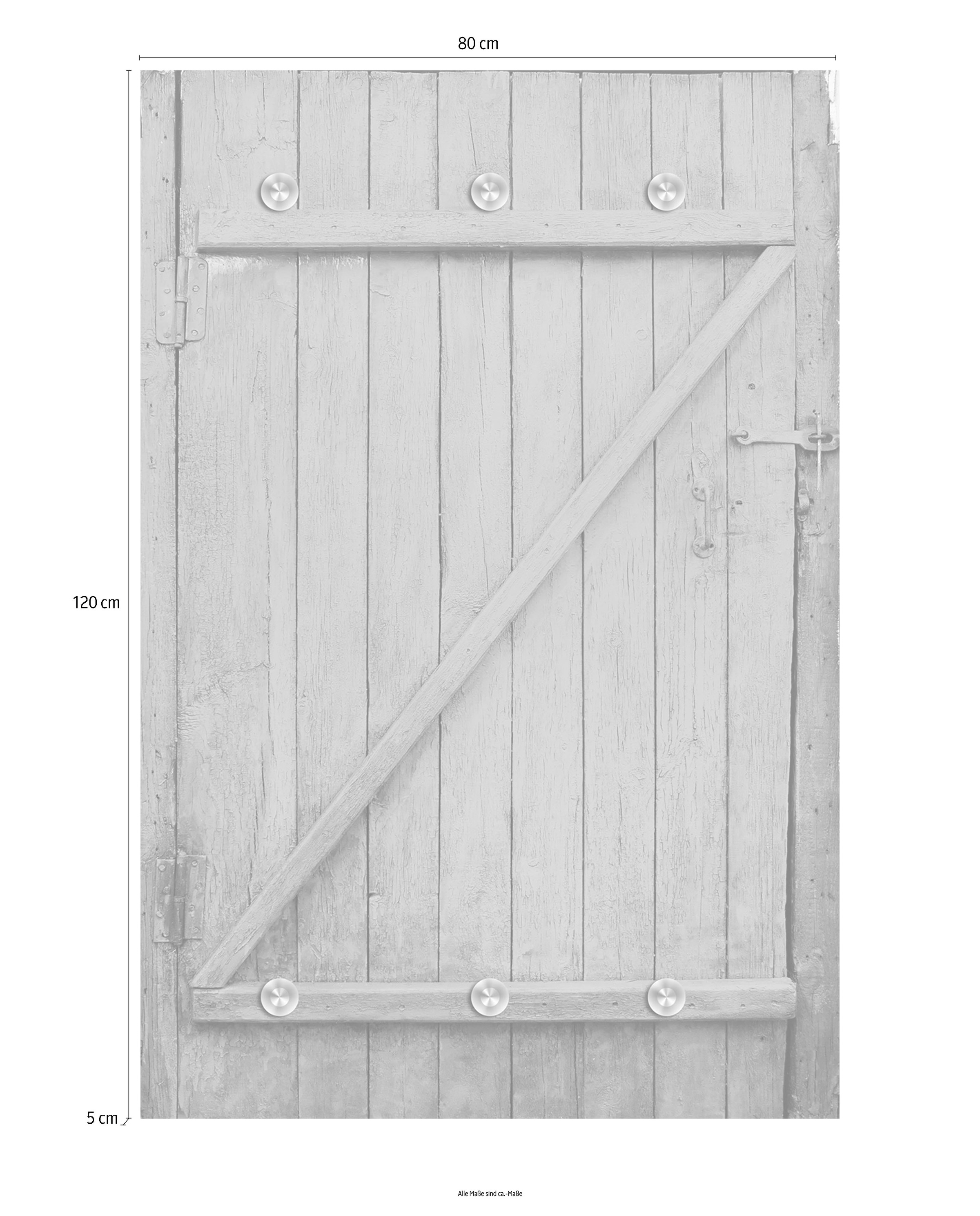 queence Garderobenleiste »Holztür«, mit 6 Haken, 80 x 120 cm
