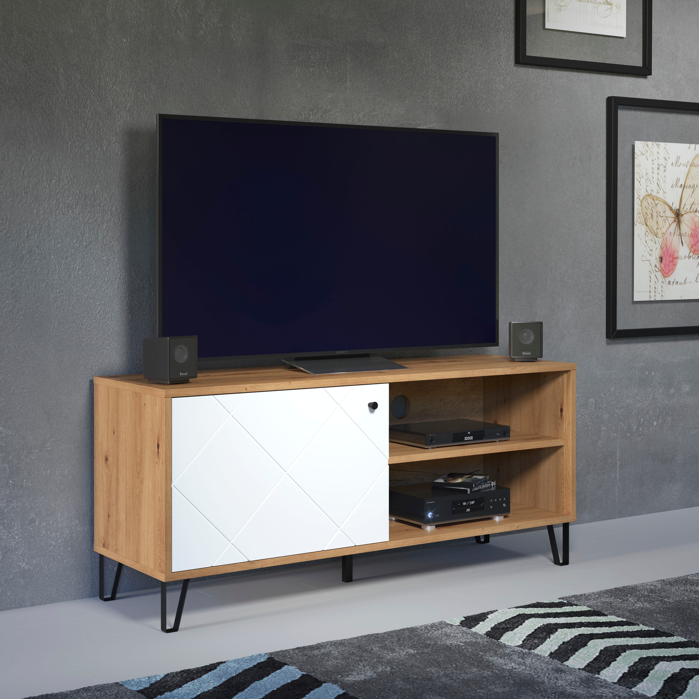 Home affaire Lowboard "Tarragona TV-Kommode" TV-Unterteil mit 1 Tür & 2 Fächern - (B/T/H) 123/40/56 cm