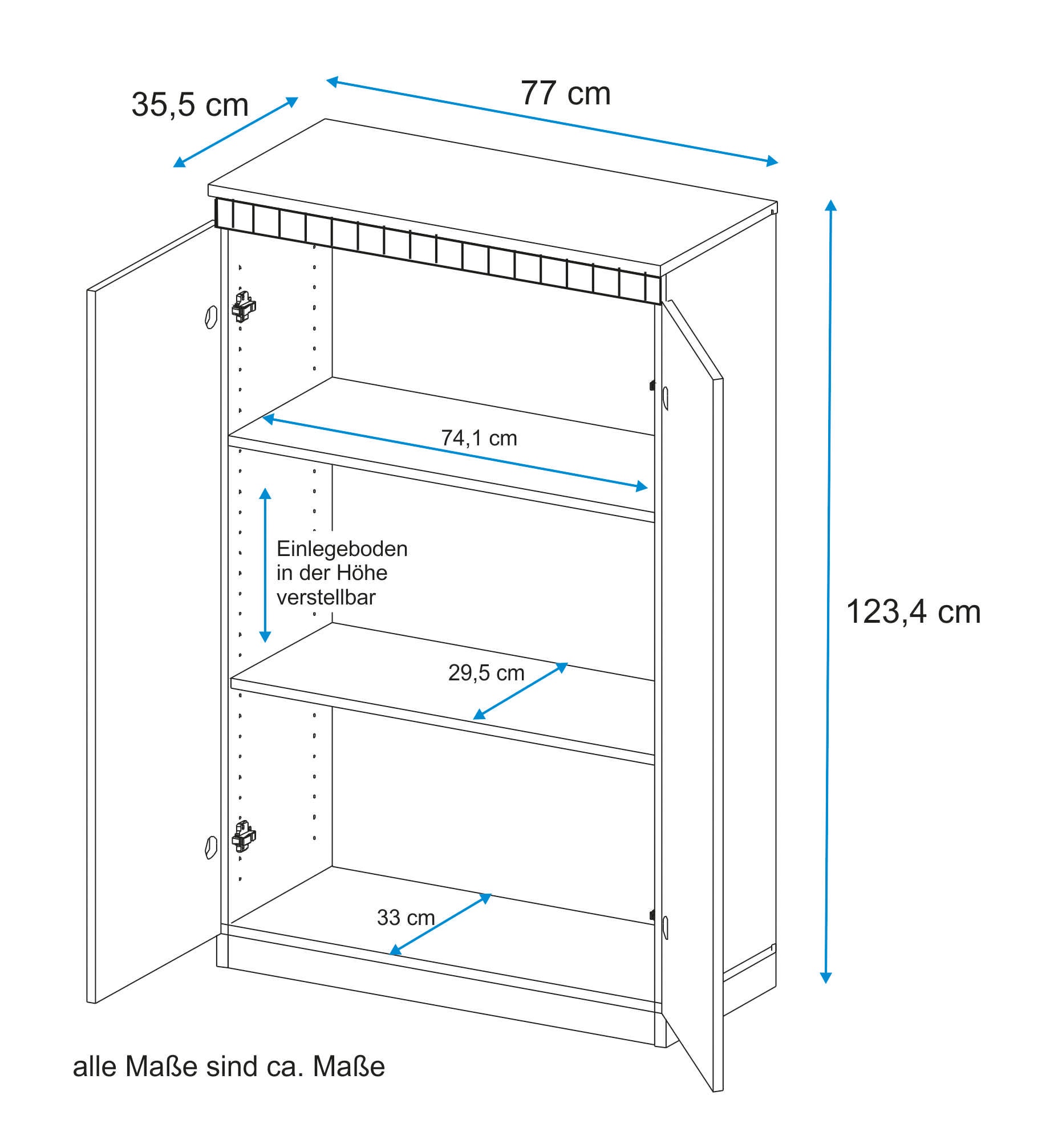 VOGL Möbelfabrik Aktenschrank »HANS«, mit Metallgriffen, 3 grosse Fächer, Höhe 124 cm Made in Germany