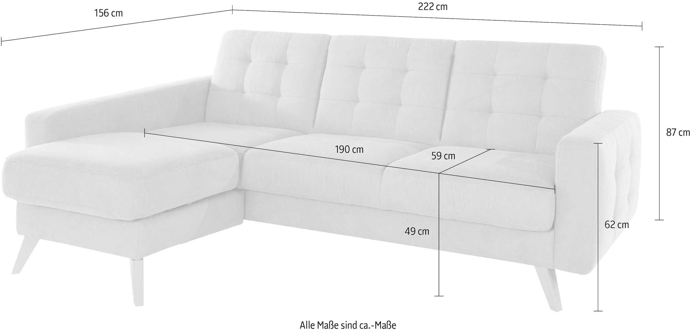 exxpo - sofa fashion Ecksofa »Nappa, kompakt und komfortabel, bequem, zeitloses Design, L-Form«, tolle Detailverarbeitung, inkl. Bettfunktion und Bettkasten