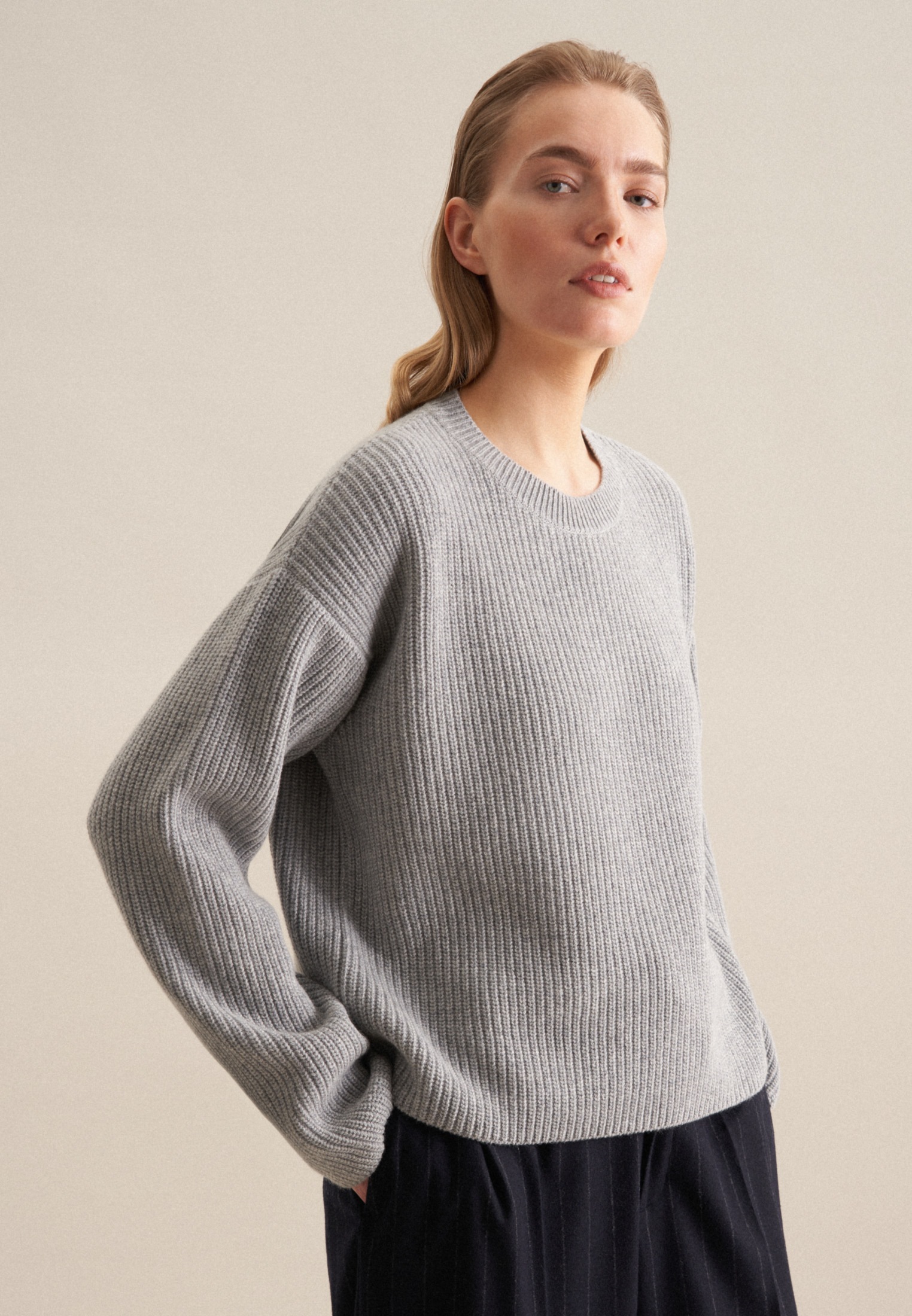 seidensticker Strickpullover »Schwarze Rose« Langarm Rundhals Uni
