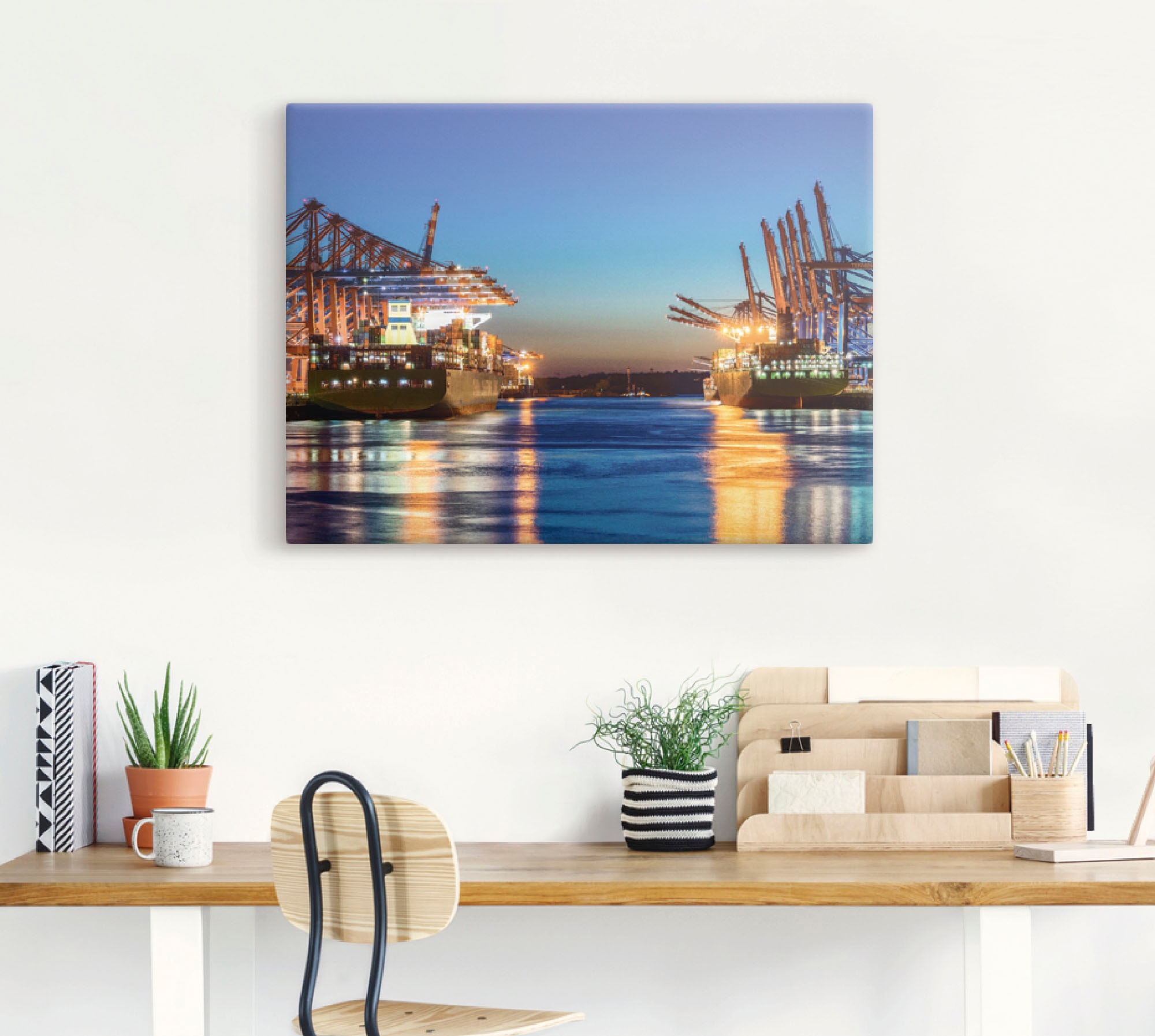 Artland Wandbild »Hamburg Hafen am Abend 2«, Deutschland, (1 St.), als Leinwandbild, Poster in verschied. Grössen