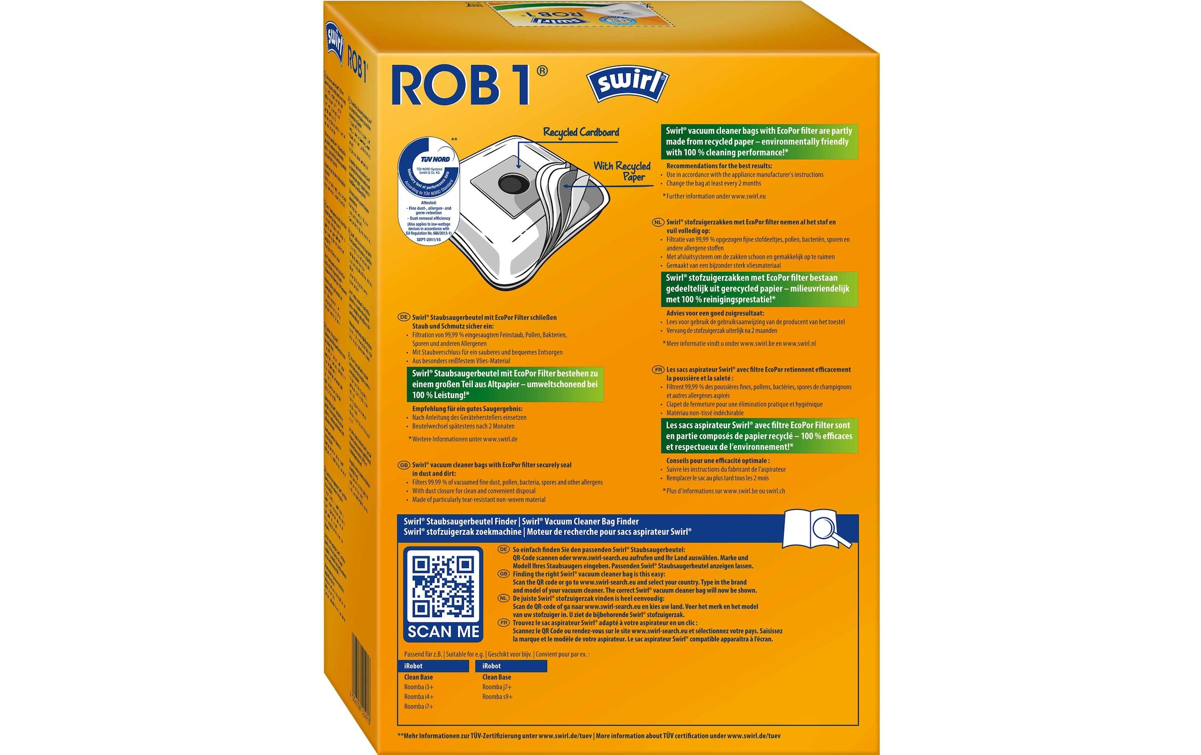 Swirl Staubsaugerbeutel »ROB 1 4 Stück«, (4 St.)