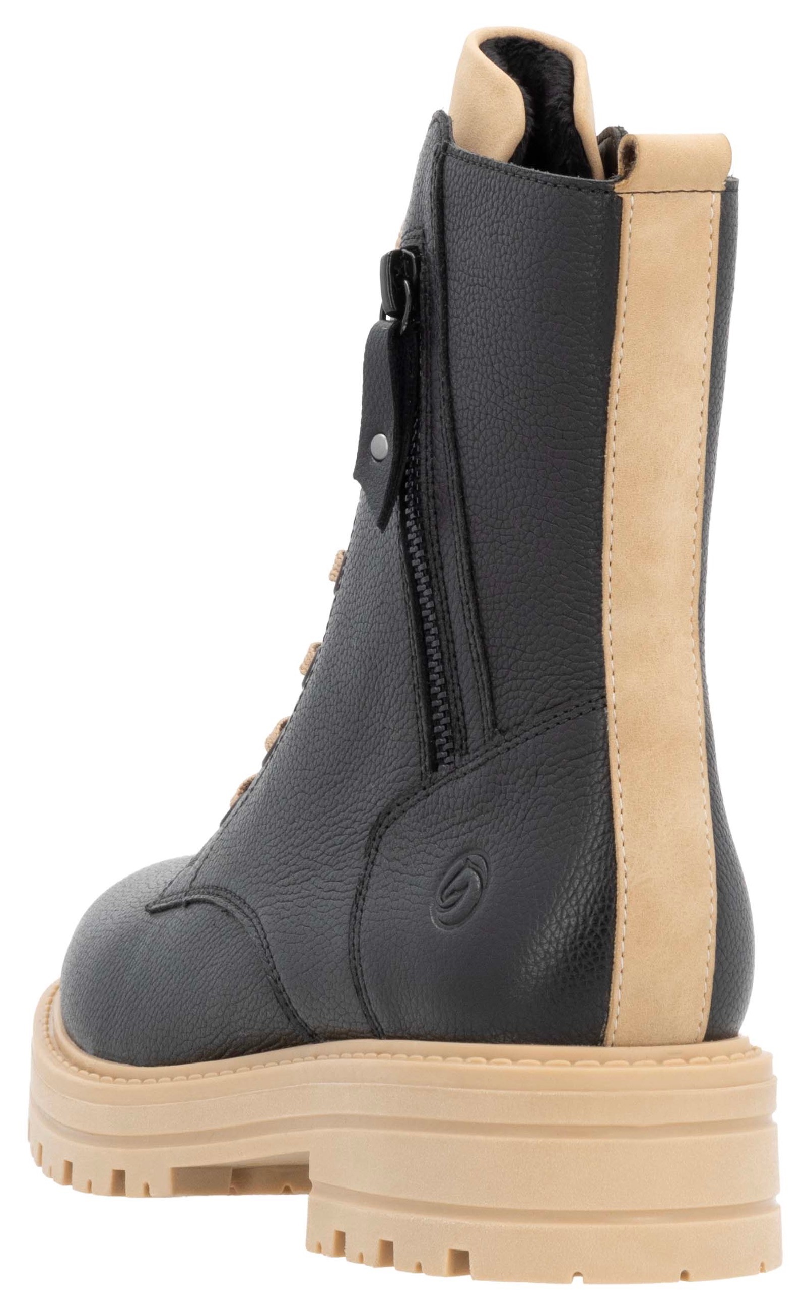 Remonte Winterboots, Blockabsatz, Winterstiefelette, Schnürboots mit Zierreissverschluss