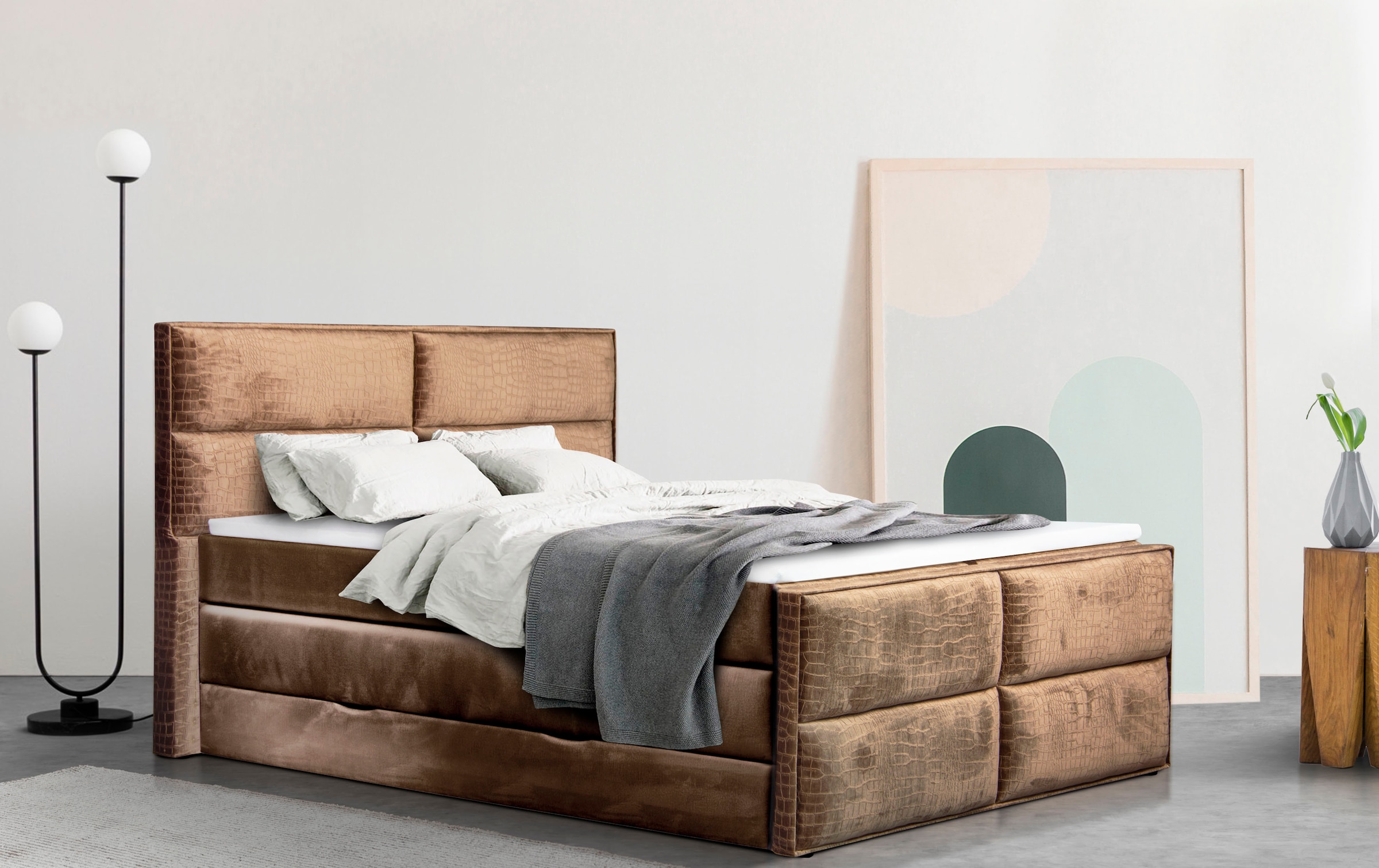 Places of Style Boxspringbett »Croco«, Topper und Bettkasten, in 4 Breiten, 2... kaufen