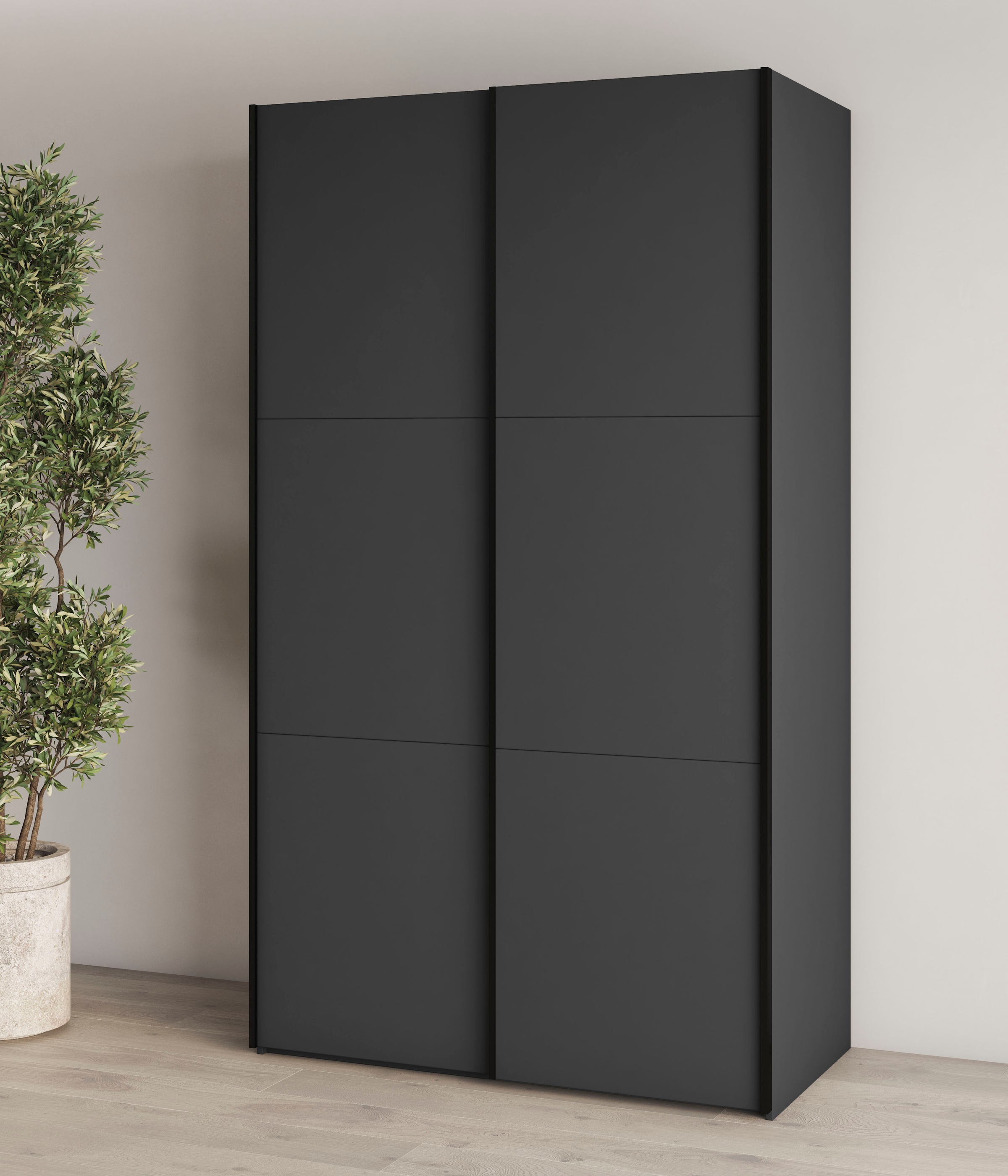 GOODproduct Kleiderschrank »Eastvale, 120x64x210cm, ideal für kleine Räume oder Nischen« Schrank mit Schwebetüren, FSC-zertifiziert, Metallgriffe