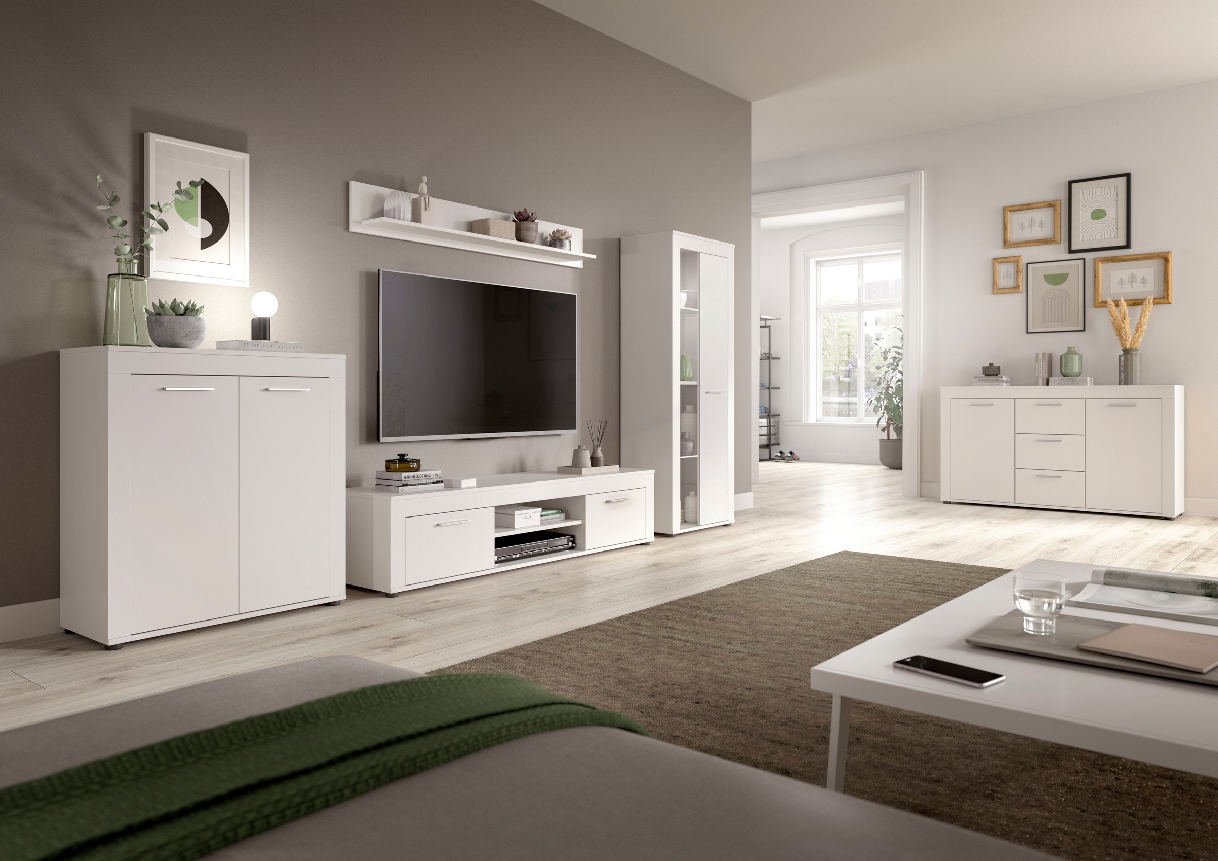 INOSIGN Lowboard »Aosta, Breite 160 cm, in verschiedenen Farbausführungen«, mit 2 Klappen und 2 offenen Fächern, TV-Board, Mediaboard, TV-Möbel