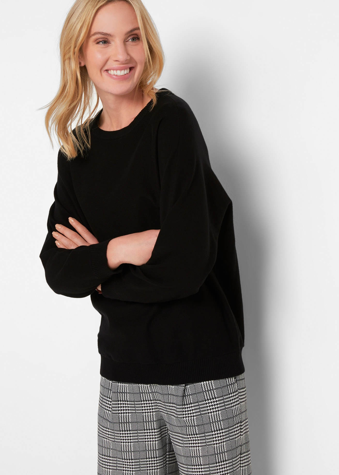 bonprix Strickpullover »Pullover mit Fledermausärmeln« Pullover mit Fledermausärmeln