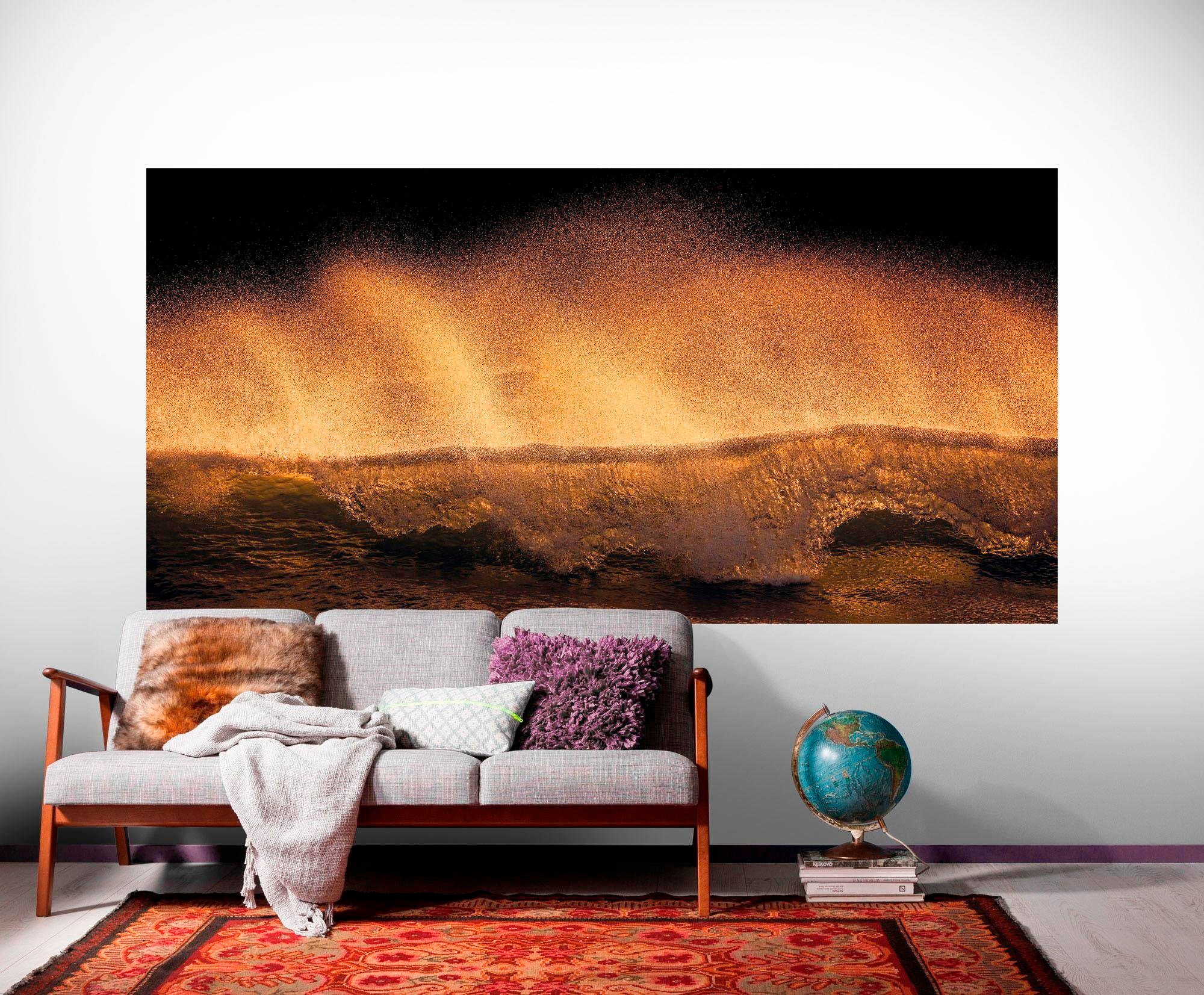 Komar Vliestapete »Digitaldruck Vlies - Golden Wave - Grösse 200 x 100 cm«, bedruckt, Wohnzimmer, Schlafzimmer