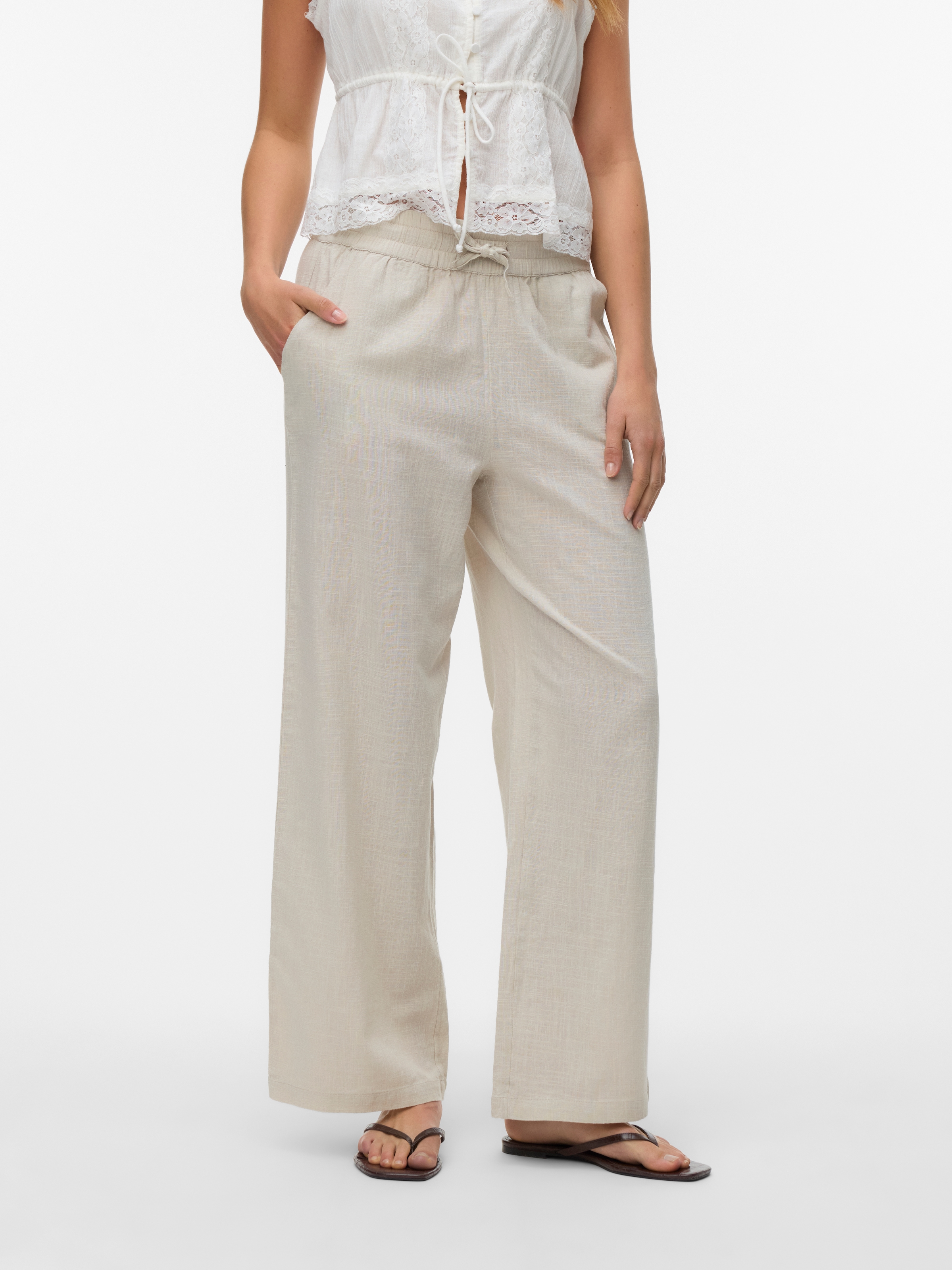 Vero Moda Schlupfhose »VMCAIA MW WIDE PANT WVN NOOS« Baumwollmischung, oversize, mit Leinen