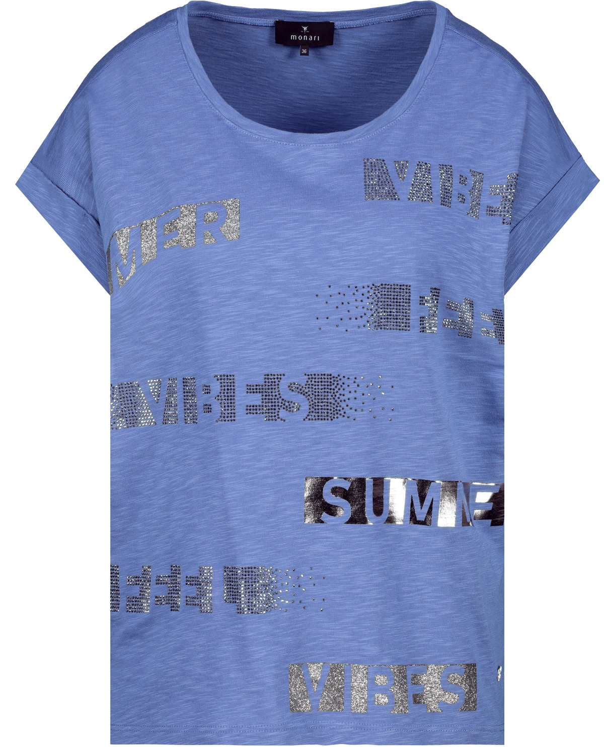 Monari T-Shirt »Shirt Basic Schmuckschrift«, Mit Rundhalsausschnitt