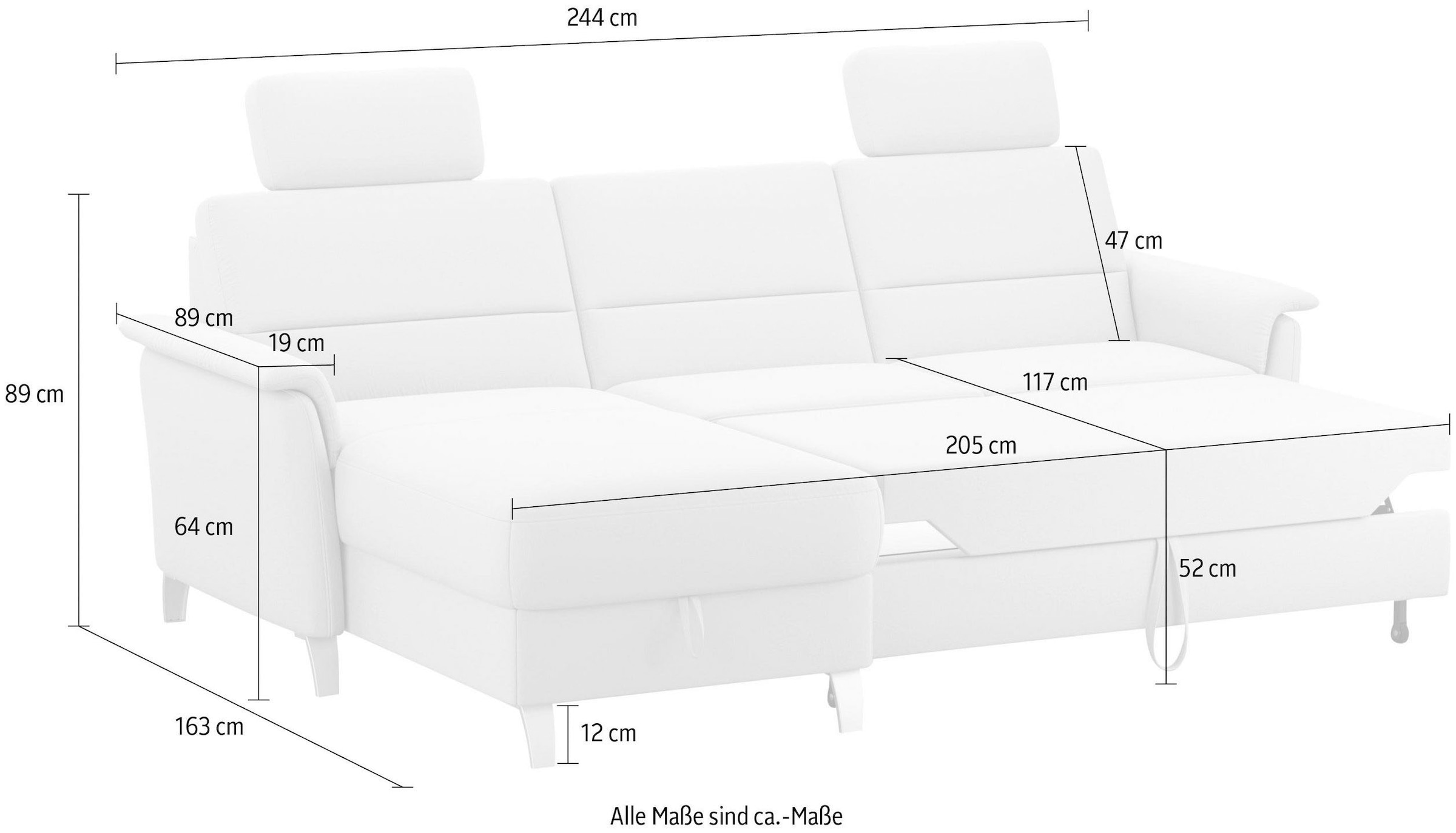 sit&more Ecksofa »Palmera L-Form«, Federkern, wahlweise mit Bettfunktion und mit/ohne Stauraum