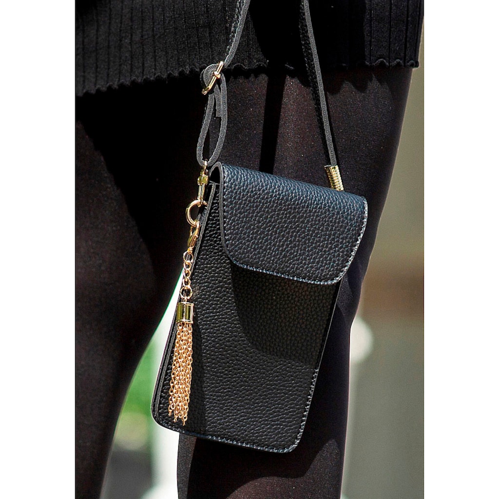 LASCANA Umhängetasche, modische Minibag, Handytasche mit praktischem Sichtfenster und abnehmbarer Tassel