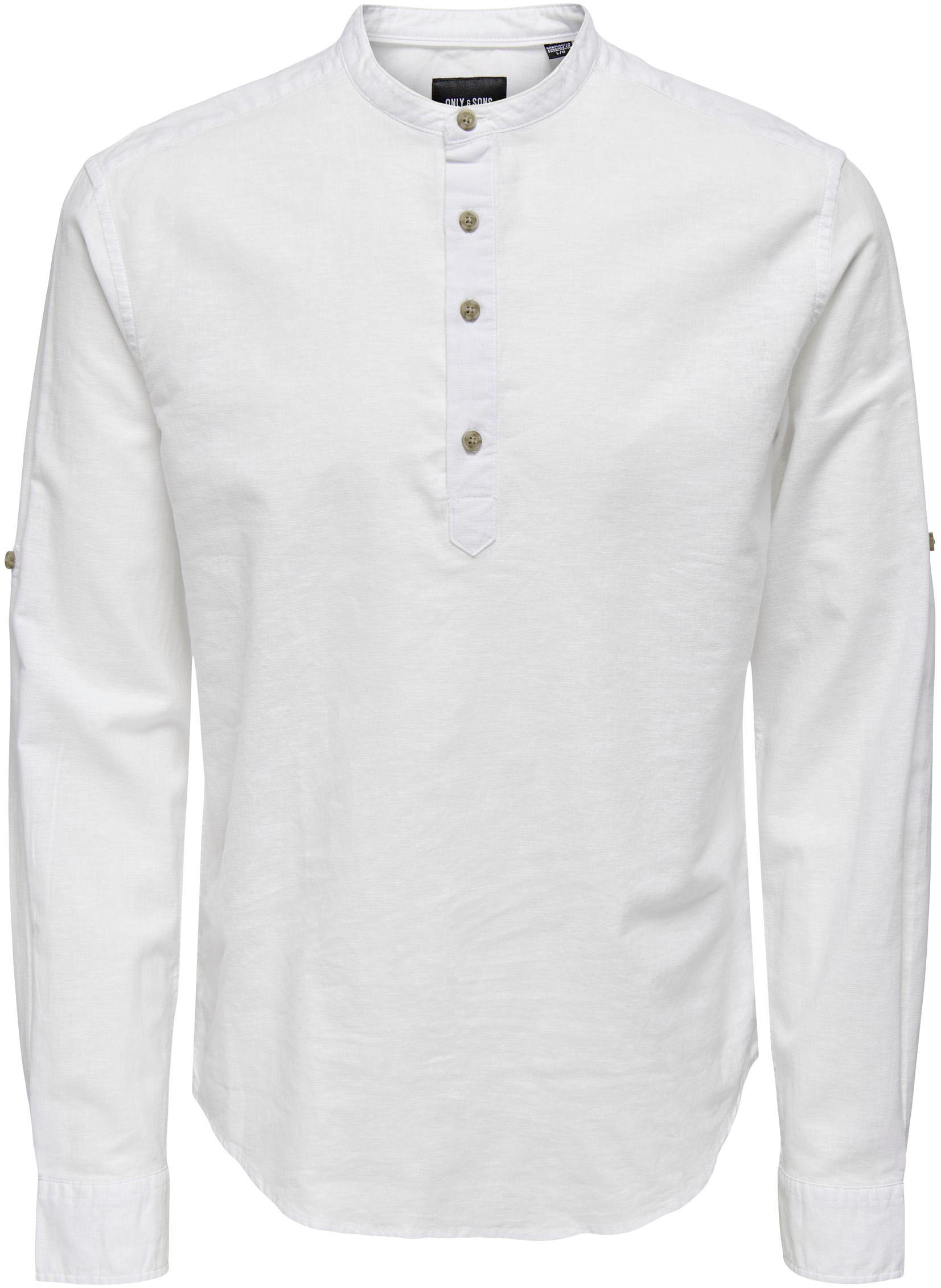 ONLY & SONS Langarmhemd »ONSCAIDEN LS HALFPLACKT LINEN SHIRT«