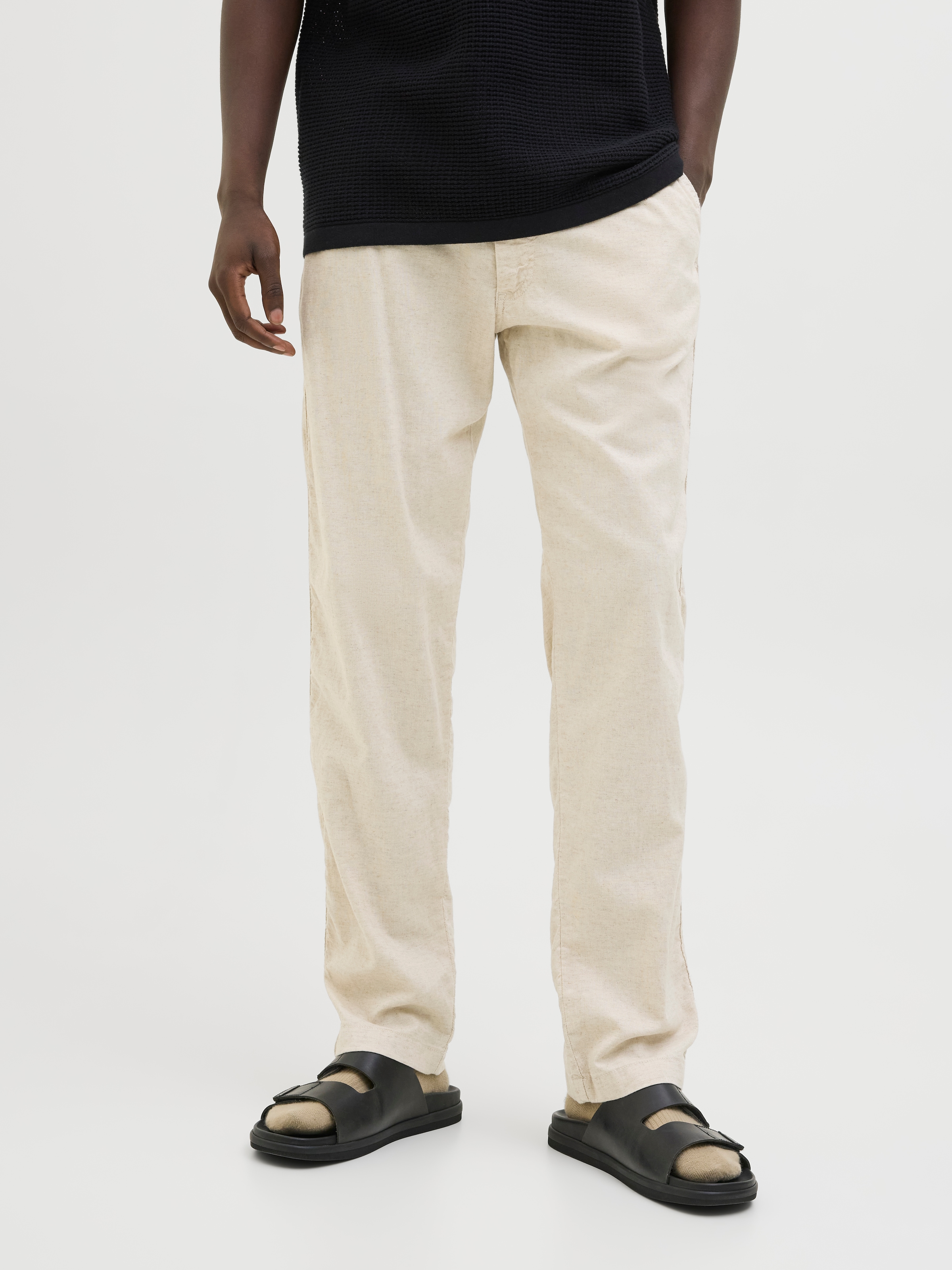 Jack & Jones Stoffhose "JPSTKANE HYBRID BONDI JOGGER SN" Baumwolle mit Leinen, locker geschnitten