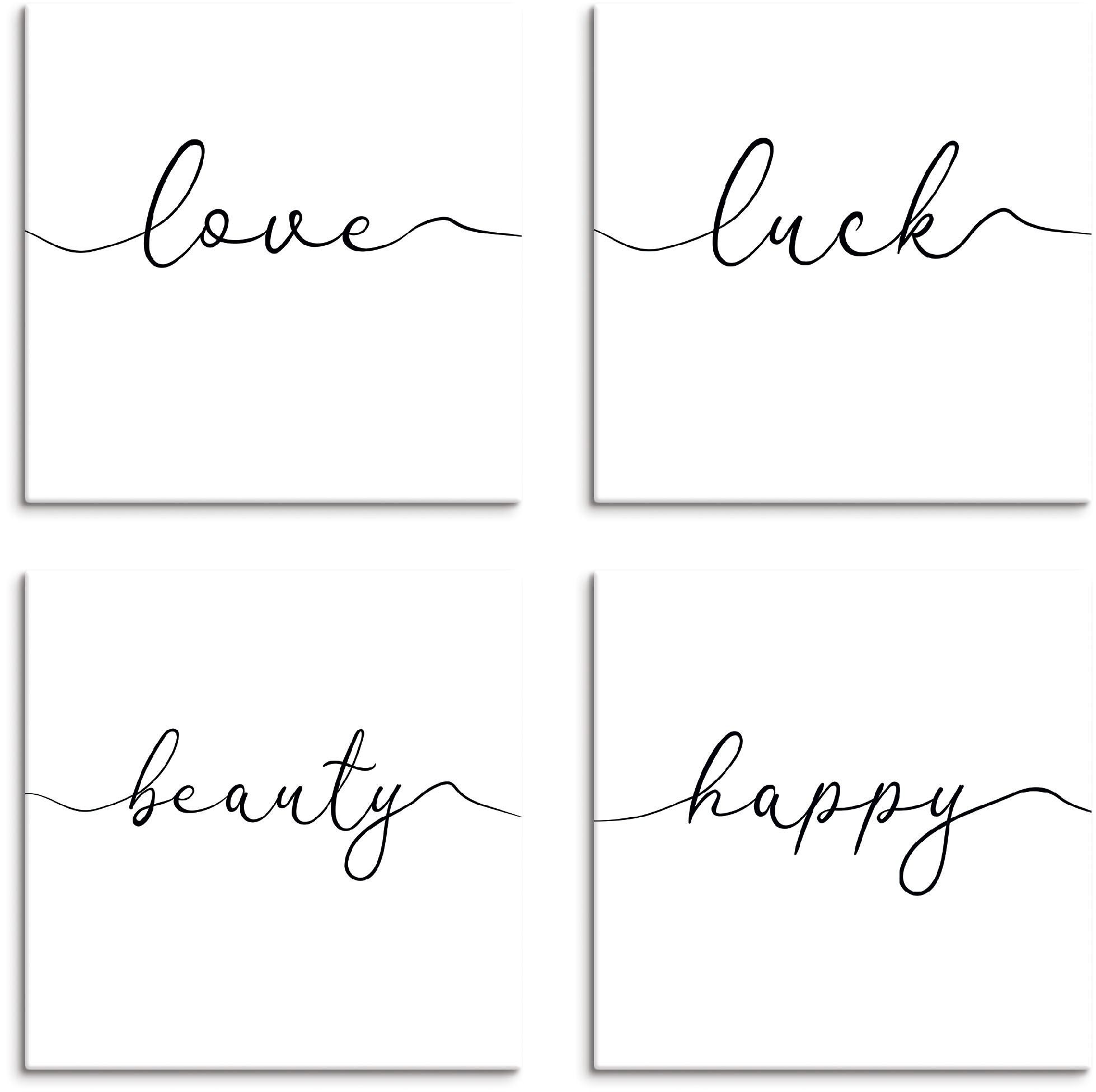 Artland Leinwandbild »Liebe Glück Schönheit Frohsinn«, Sprüche & Texte, (4  St.), 4er Set, verschiedene Grössen online bestellen | Jelmoli-Versand