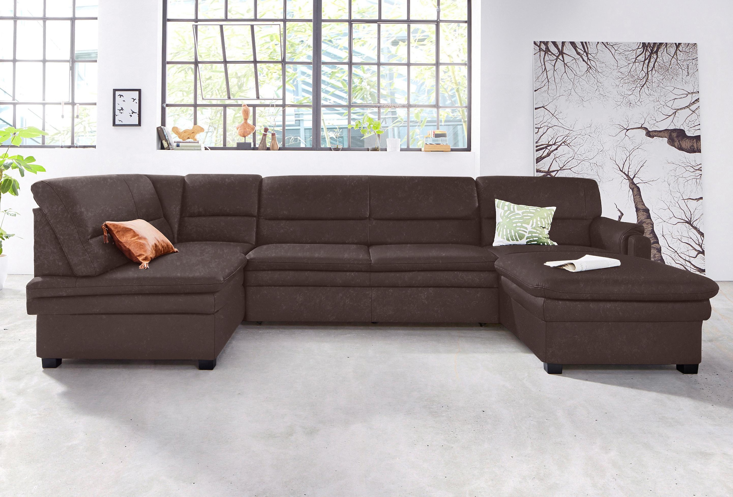 sit&more Wohnlandschaft "Pisa U-Form" mit Federkern, wahlweise mit Bettfunktion