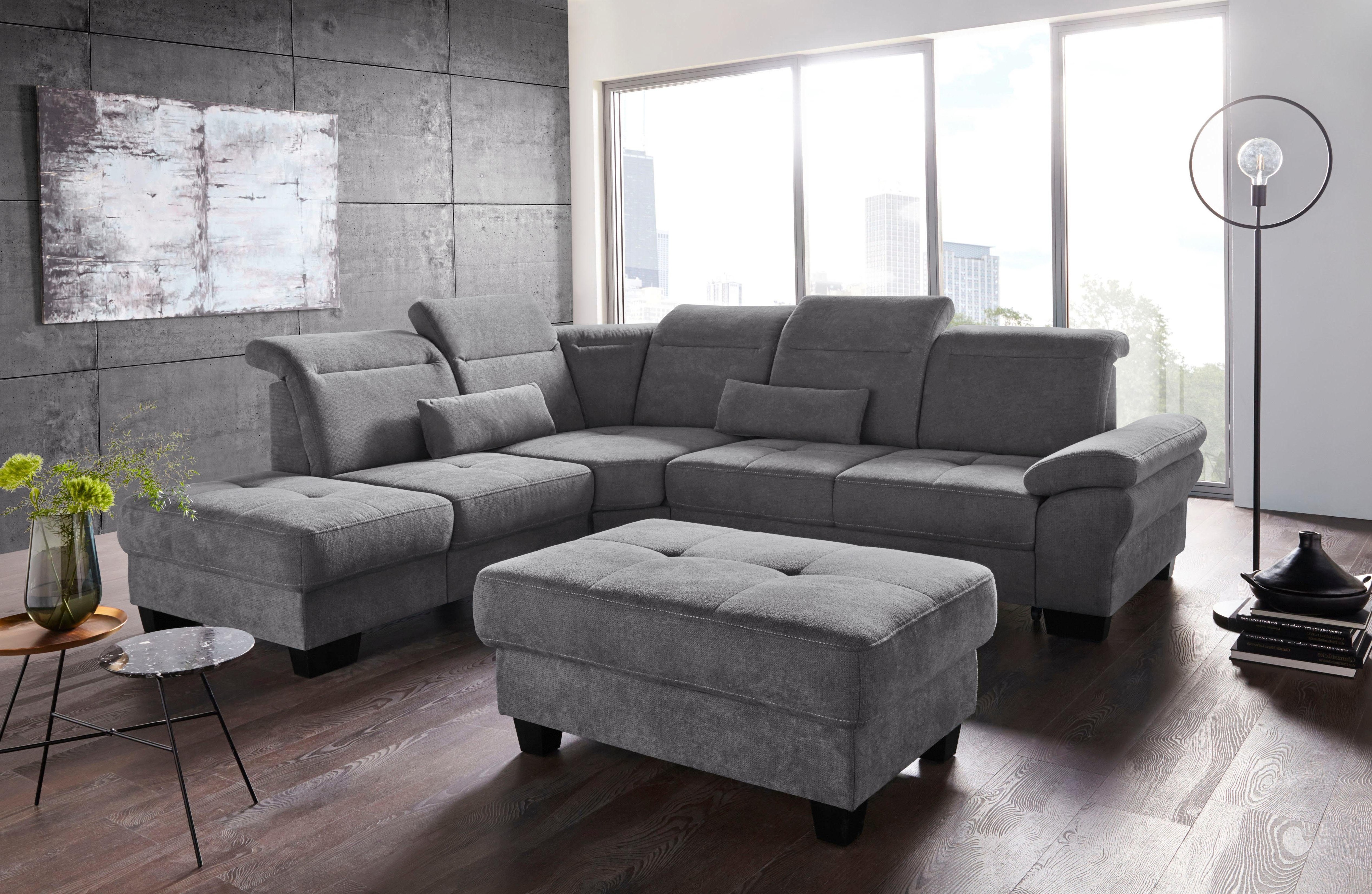 GOODproduct Ecksofa "Cornwall L-Form" mit Sitztiefenverstellung, Schlaffunktion & Kopfteilverstellung
