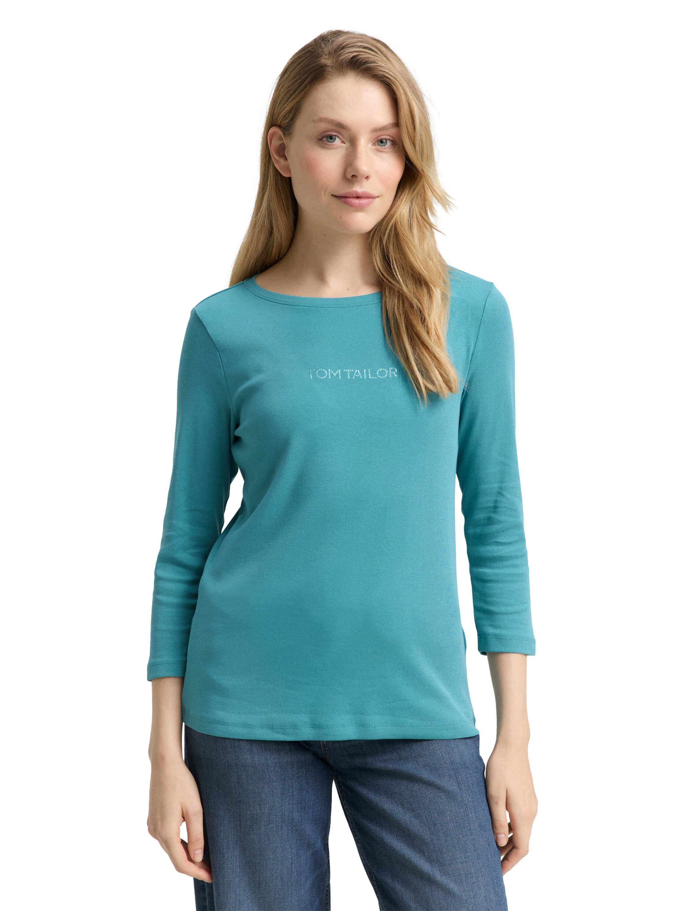 TOM TAILOR 3/4-Arm-Shirt mit Logo Schriftzug
